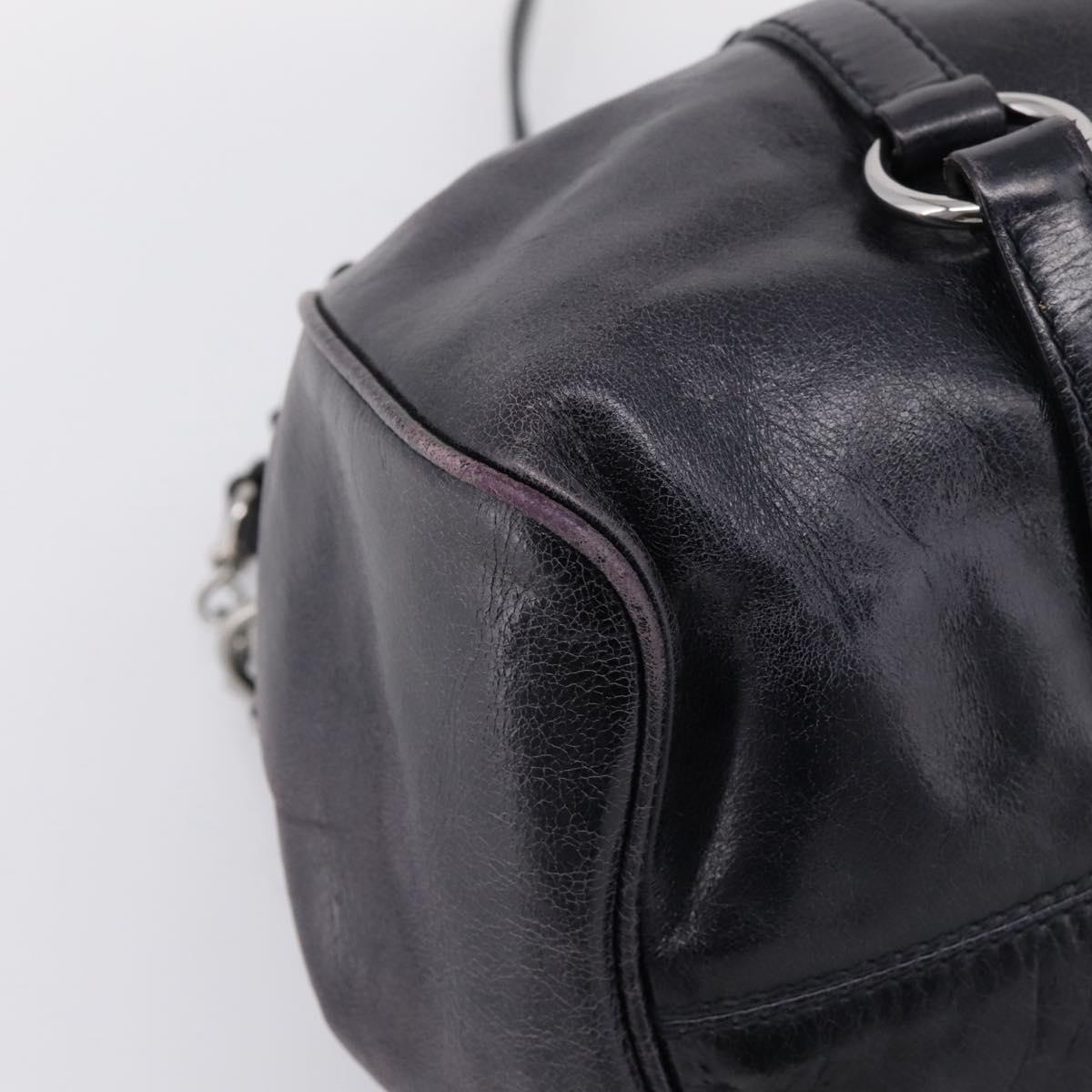 Miu Miu Vitter Lux Hand Bag Leather 2way Purple Silver Auth BA16195V