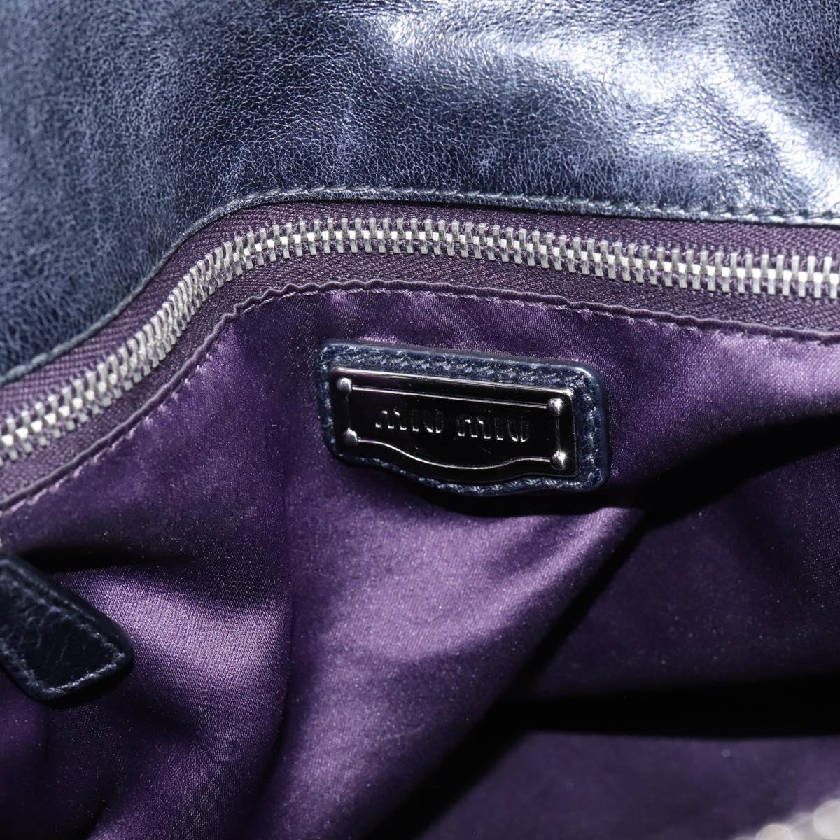 Miu Miu Vitter Lux Hand Bag Leather 2way Purple Silver Auth BA16195V