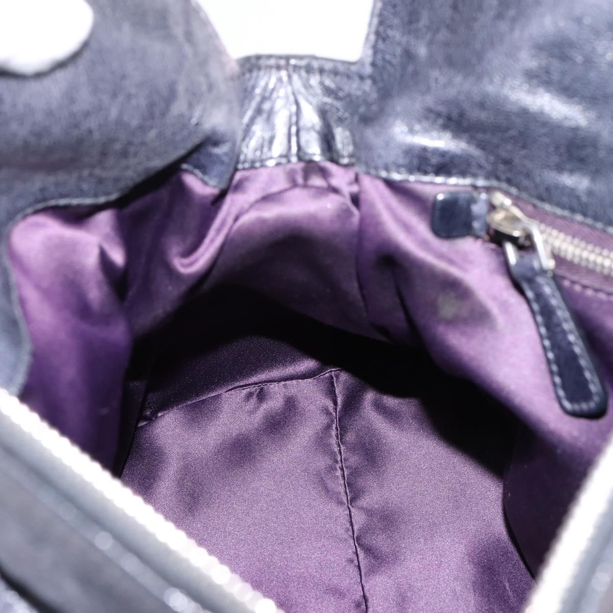 Miu Miu Vitter Lux Hand Bag Leather 2way Purple Silver Auth BA16195V