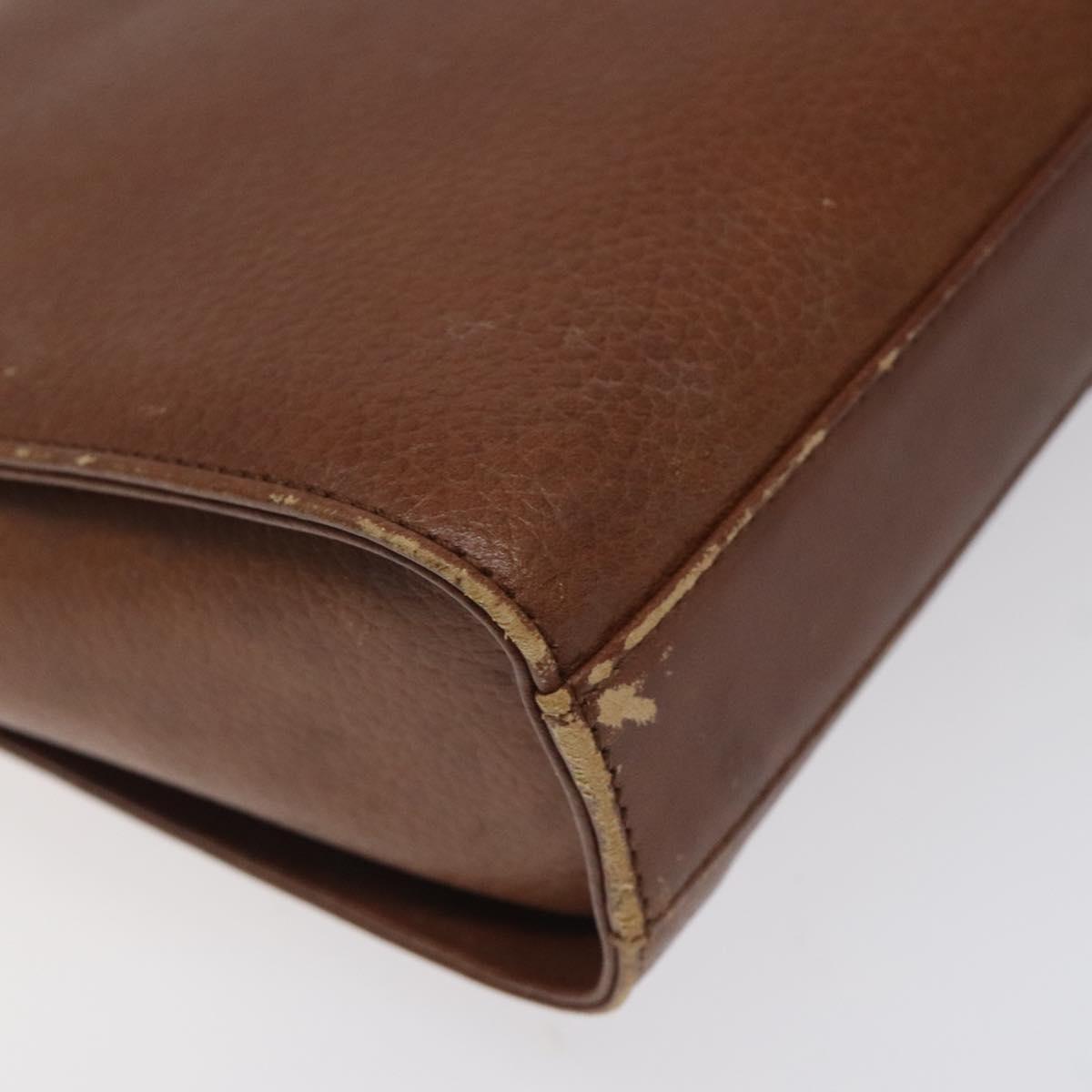 Burberrys Shoulder Bag Leather Brown Gold Auth BA1620