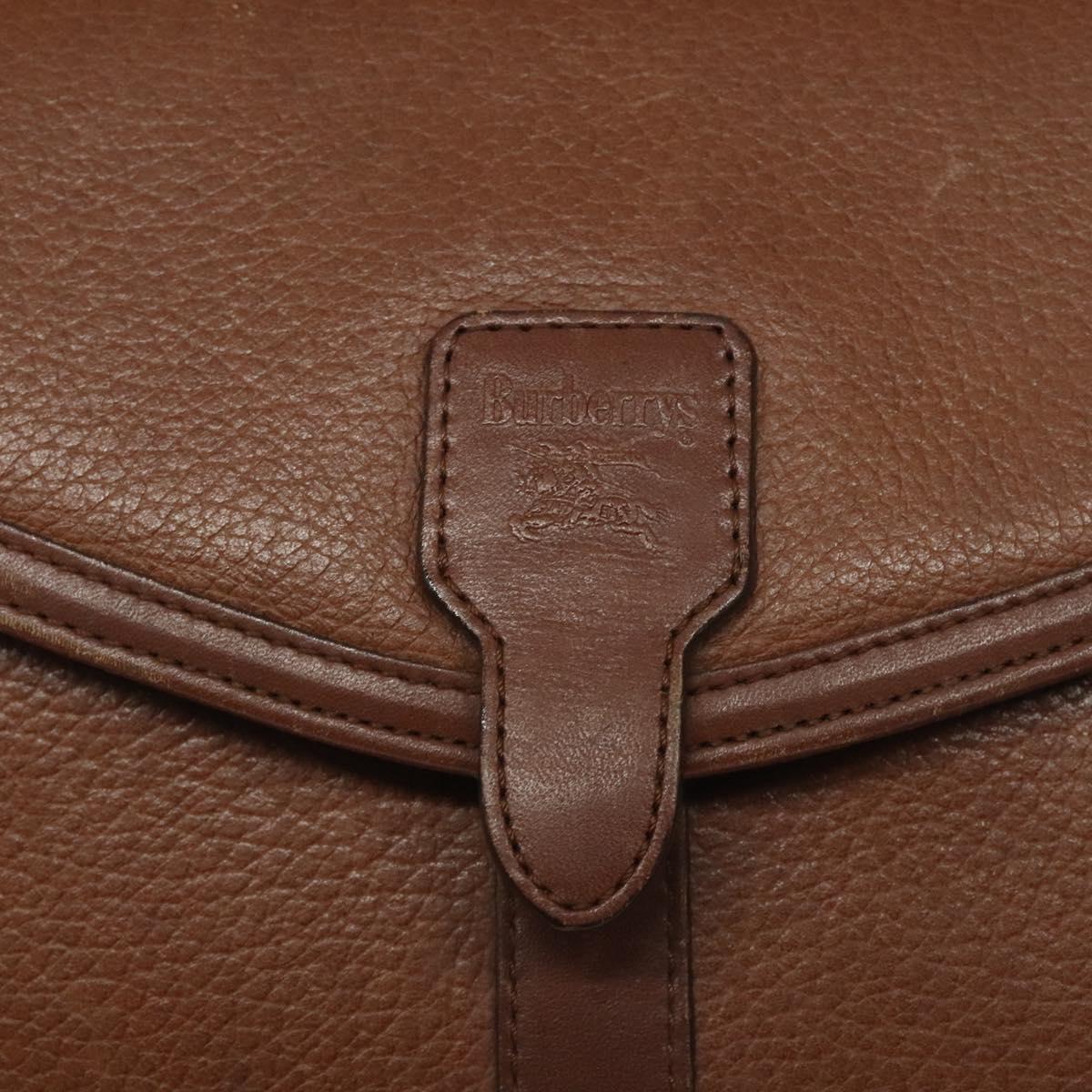 Burberrys Shoulder Bag Leather Brown Gold Auth BA1620