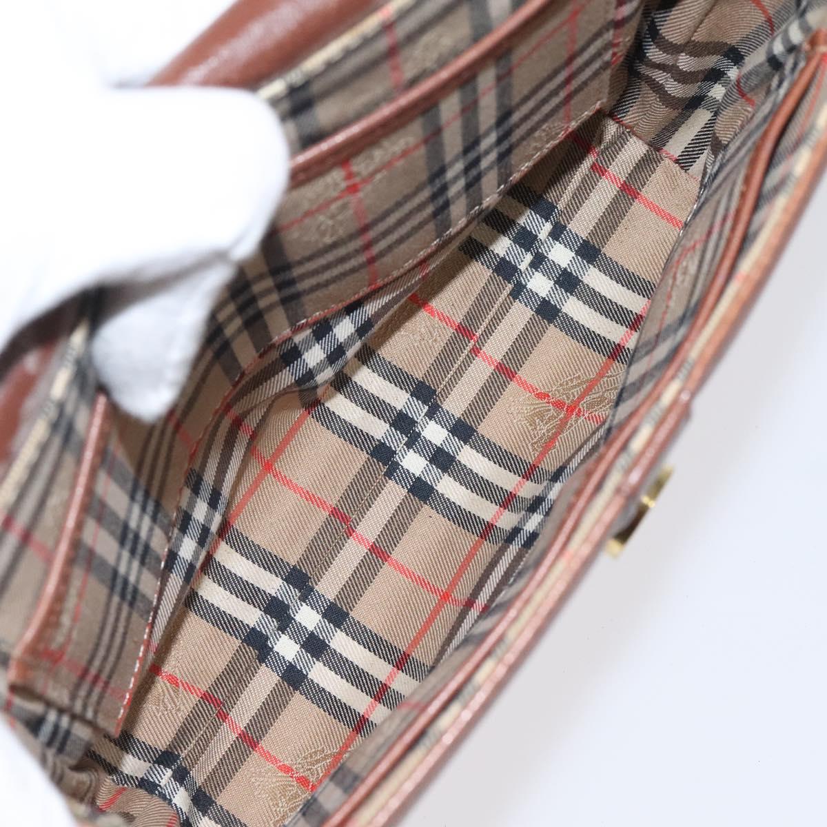 Burberrys Shoulder Bag Leather Brown Gold Auth BA1620