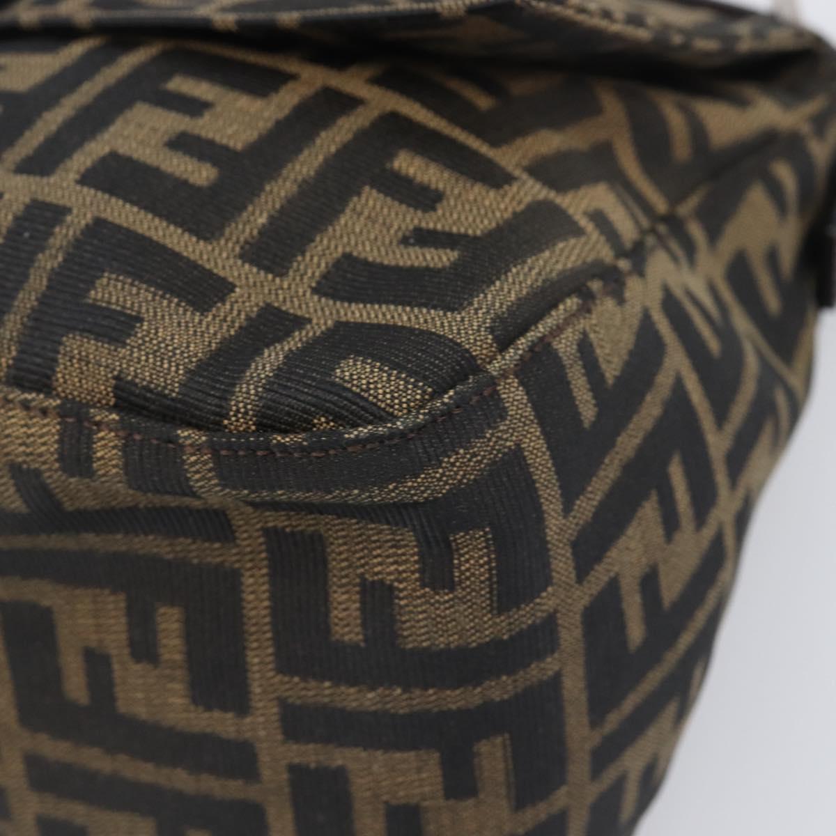 FENDI Zucca Canvas Mamma Baguette Shoulder Bag Black Silver Auth BA16202V