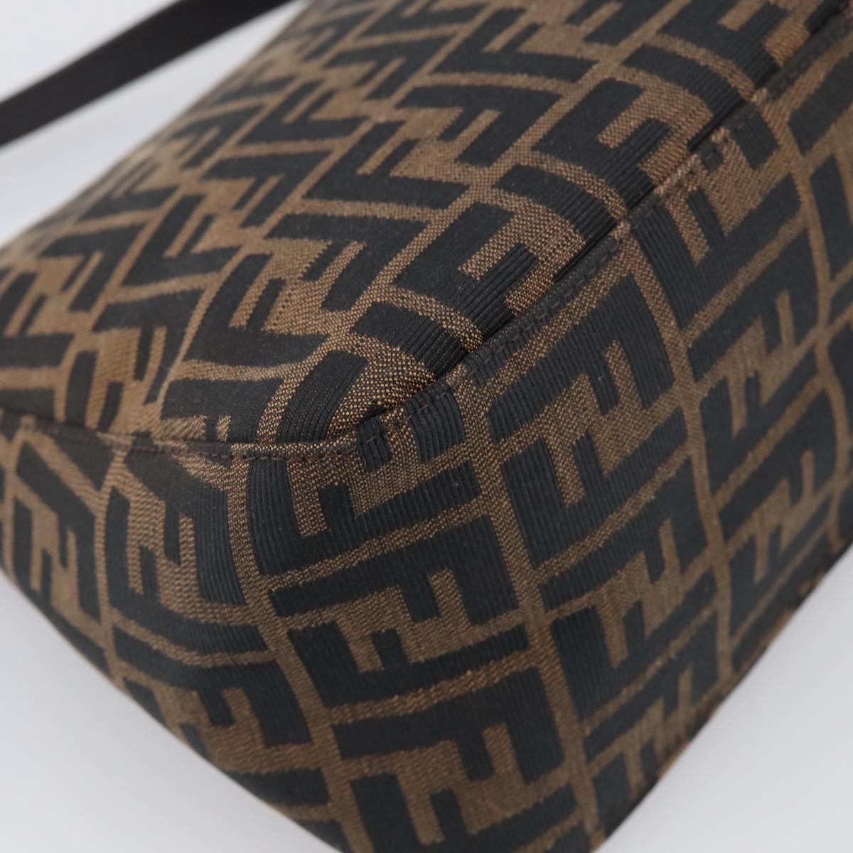 FENDI Zucca Canvas Mamma Baguette Shoulder Bag Black Silver Auth BA16203V