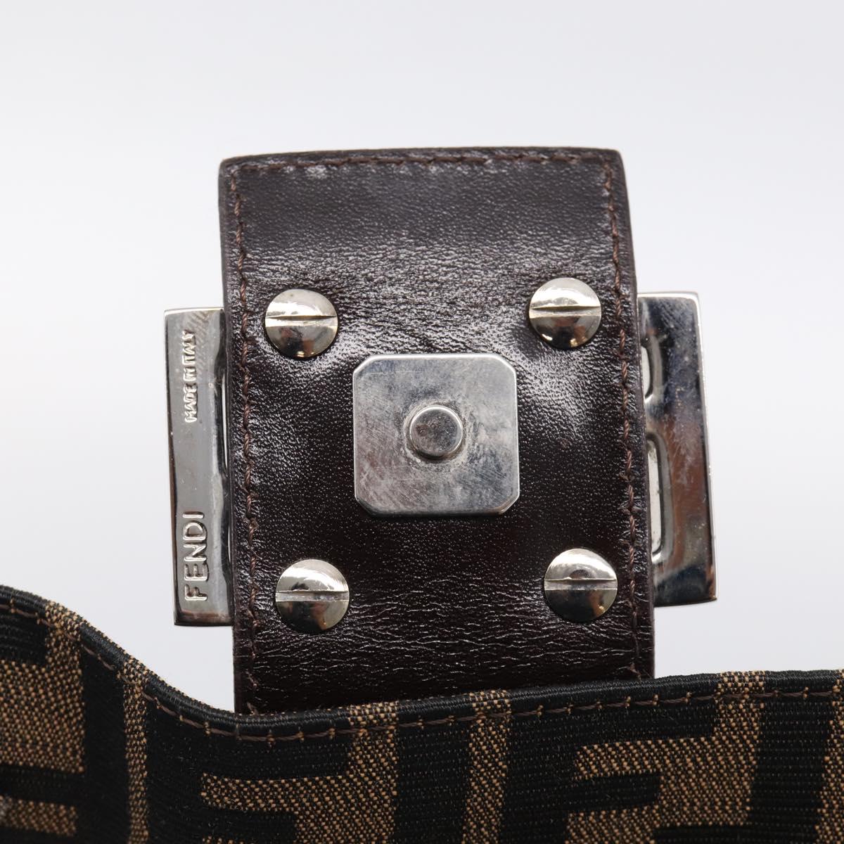 FENDI Zucca Canvas Mamma Baguette Shoulder Bag Black Silver Auth BA16203V