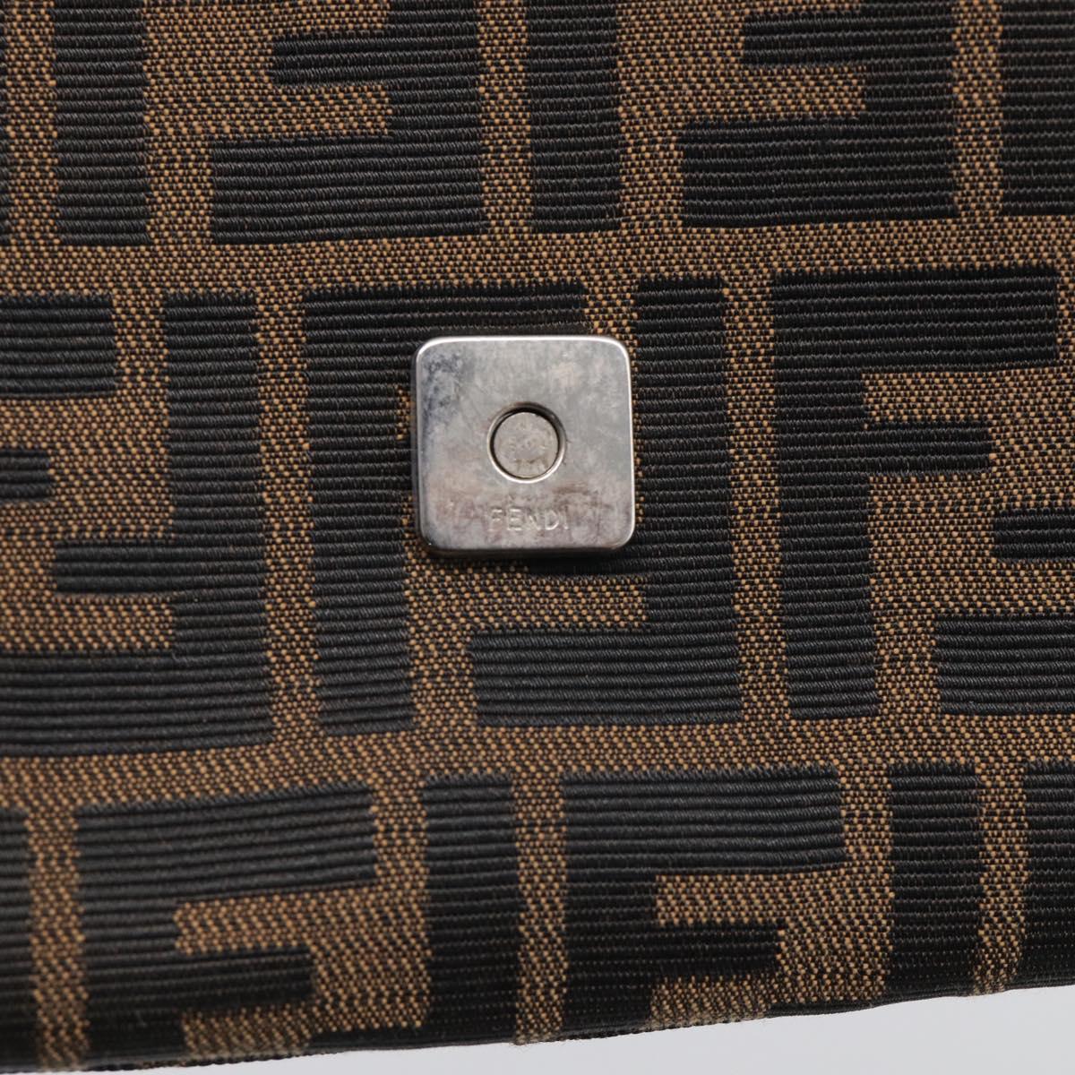 FENDI Zucca Canvas Mamma Baguette Shoulder Bag Black Silver Auth BA16203V