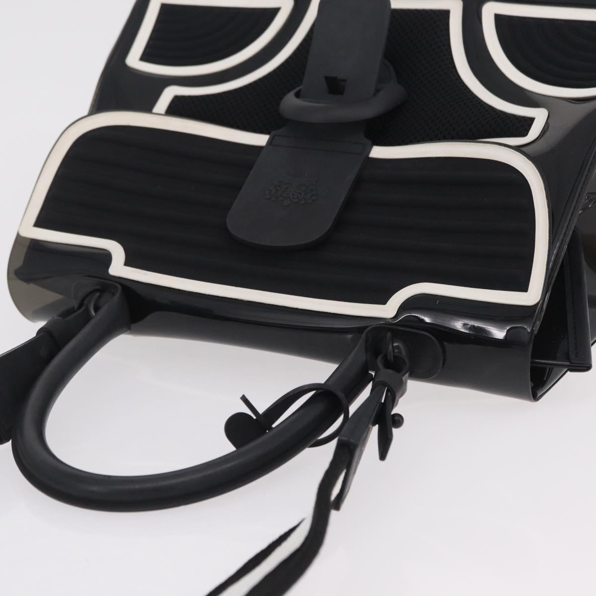 DELVAUX Brillon MM Champion Hand Bag Vinyl 2way Black White Auth BA16209V