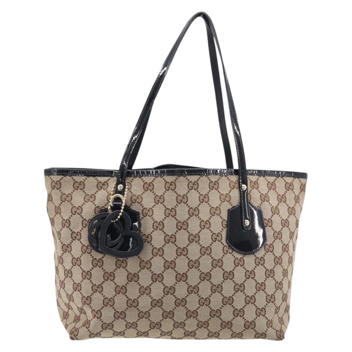 GUCCI GG Canvas Web Sherry Line Tote Bag Shoulder Bag 2 Set Beige Auth BA16222