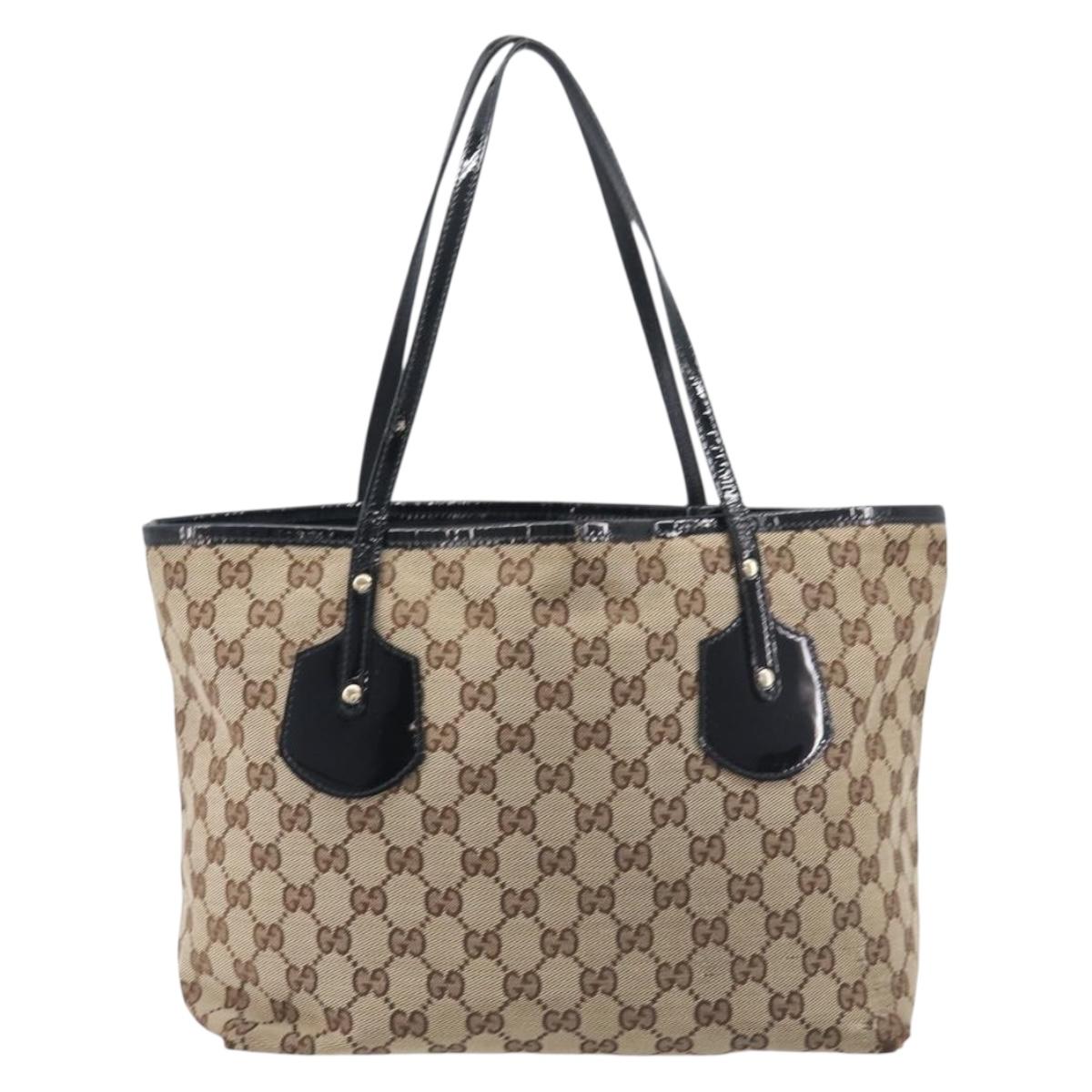 GUCCI GG Canvas Web Sherry Line Tote Bag Shoulder Bag 2 Set Beige Auth BA16222