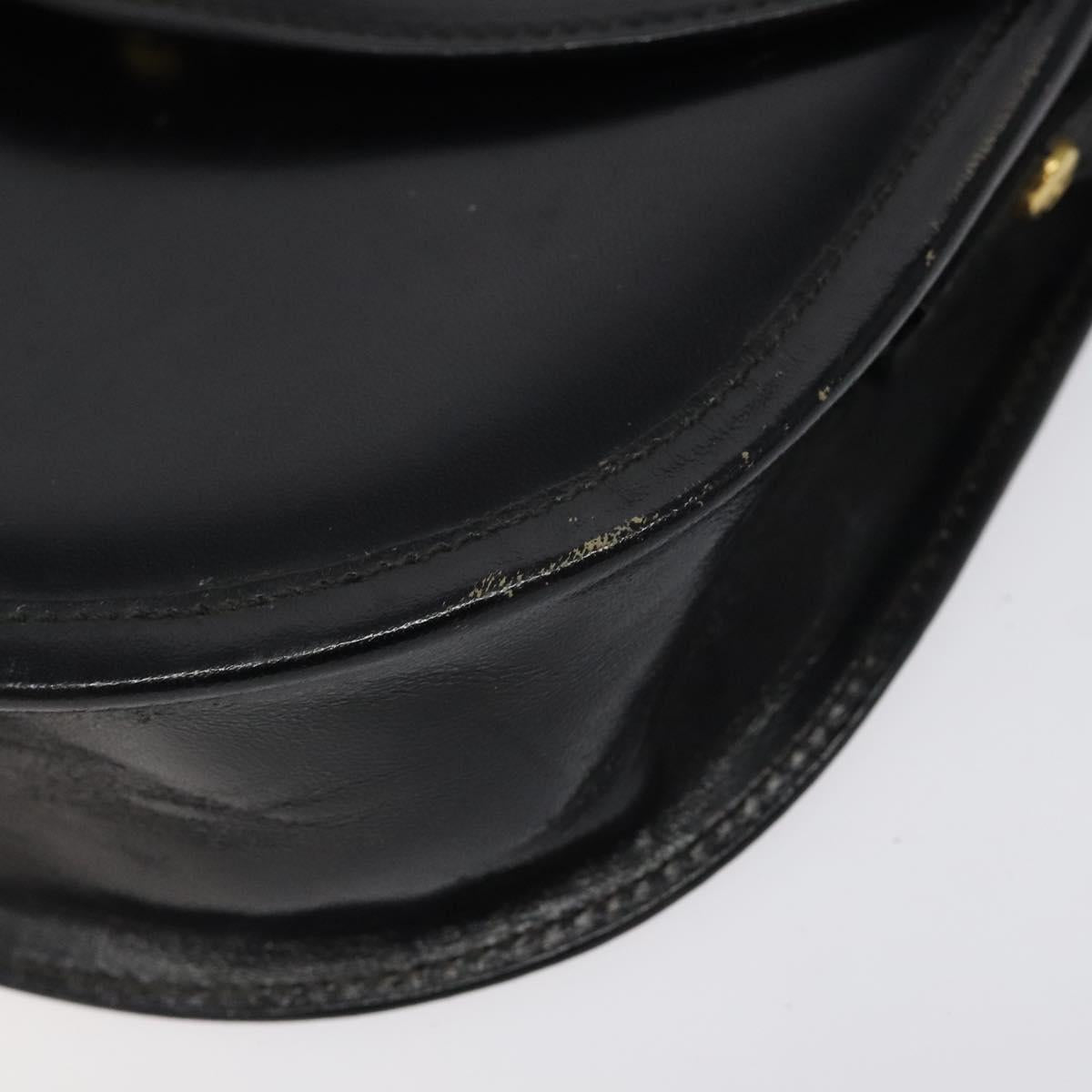 BALLY Shoulder Bag Leather Black Gold Auth BA1625