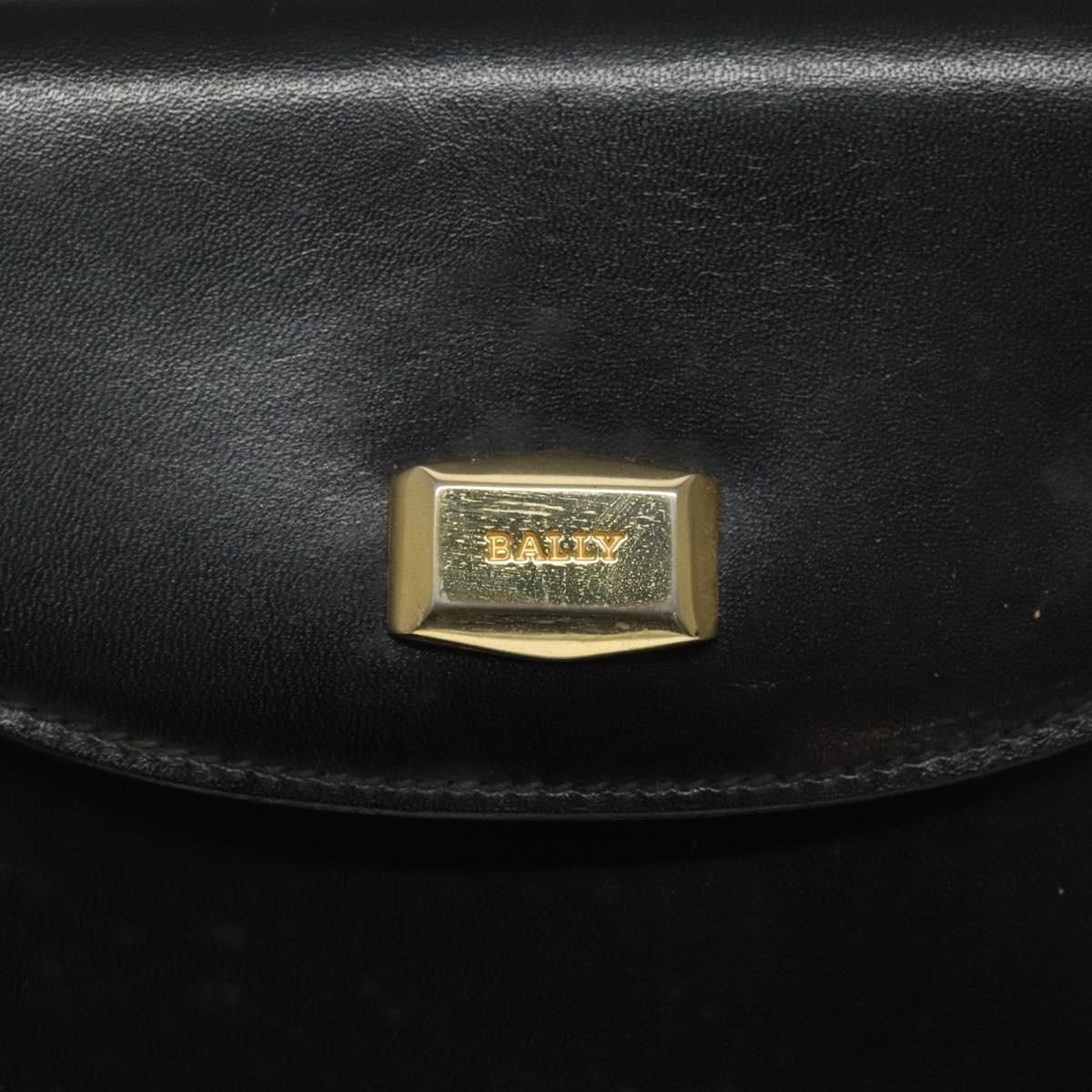 BALLY Shoulder Bag Leather Black Gold Auth BA1625