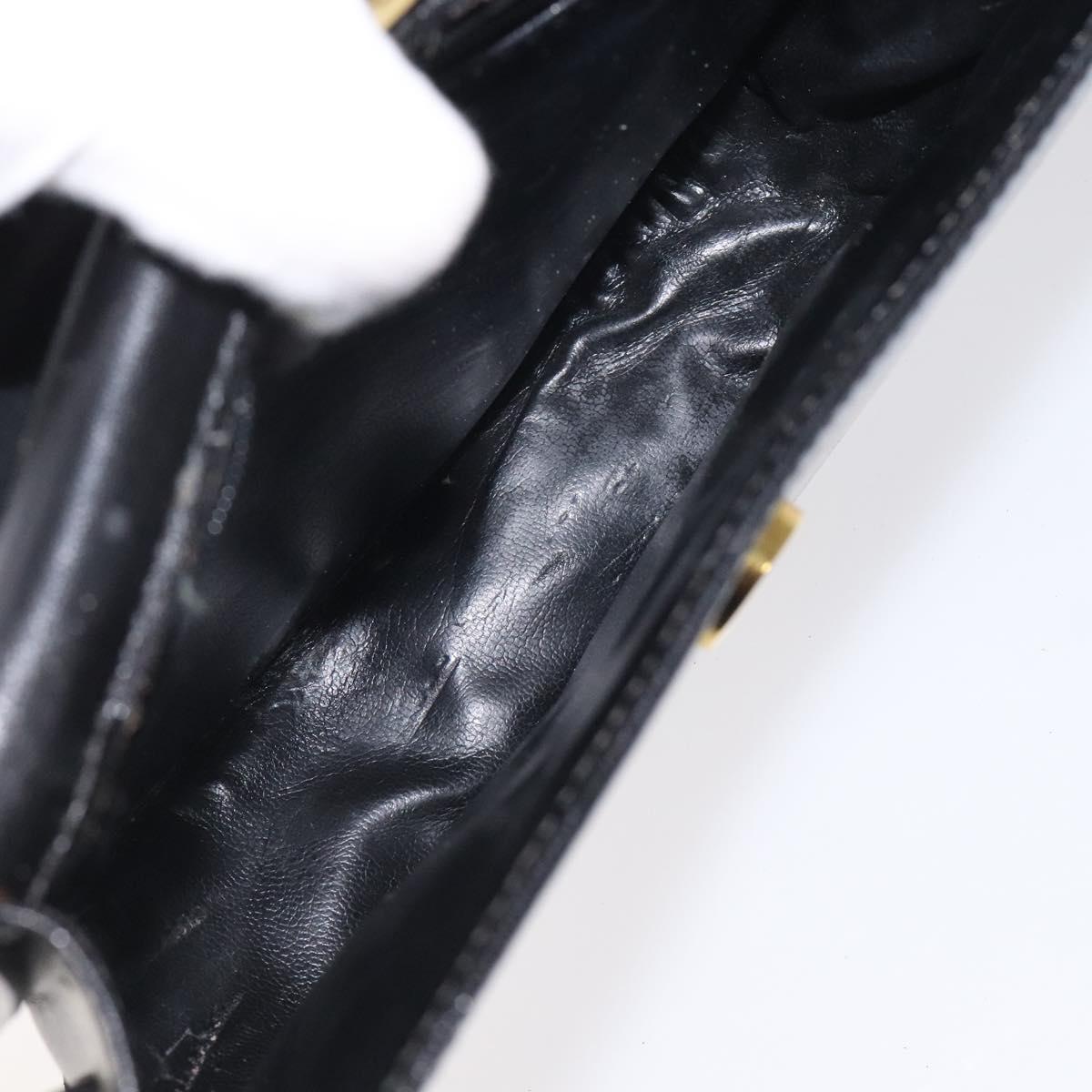 BALLY Shoulder Bag Leather Black Gold Auth BA1625
