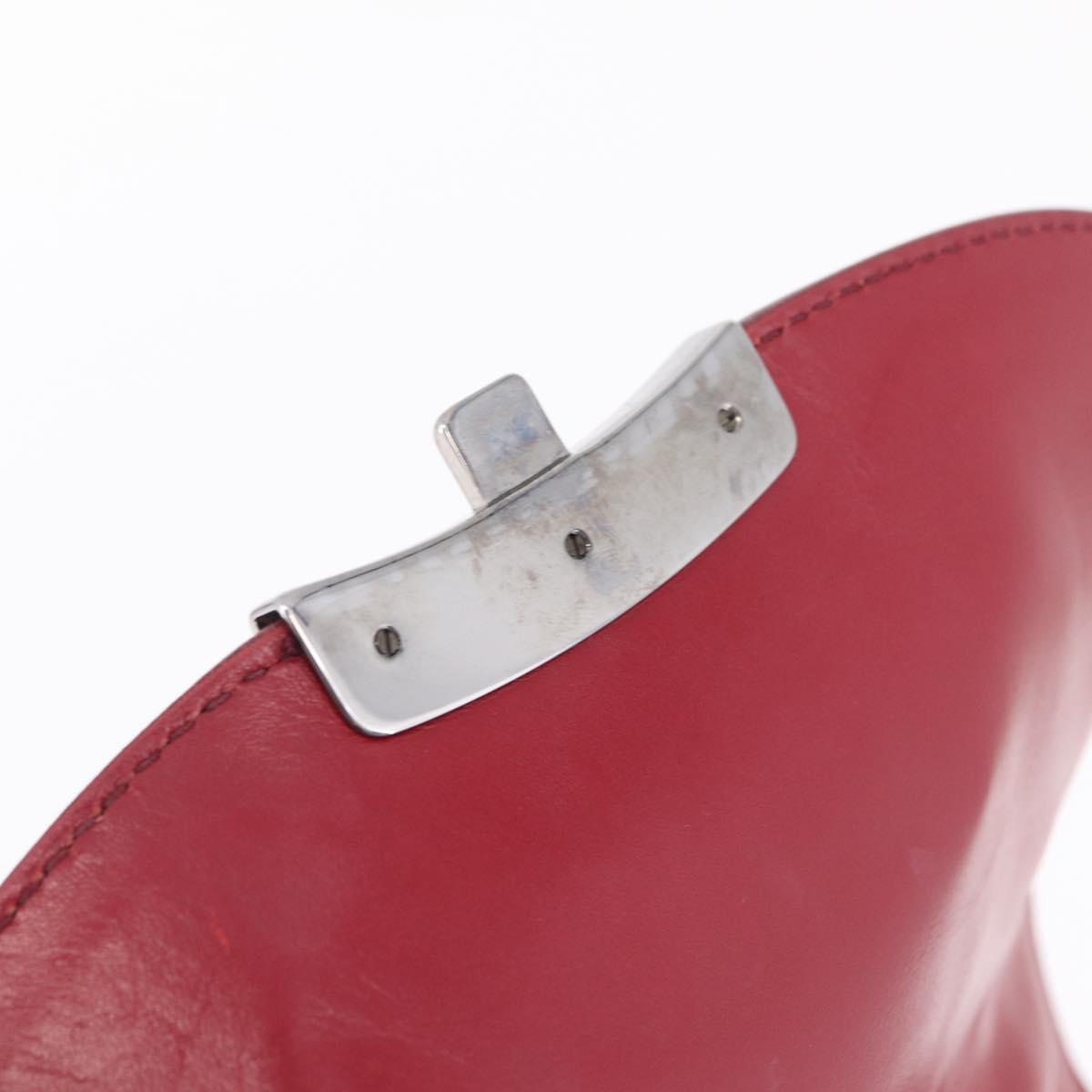 CELINE Boogie Bag Hand Bag Patent Red Silver Auth BA16250A