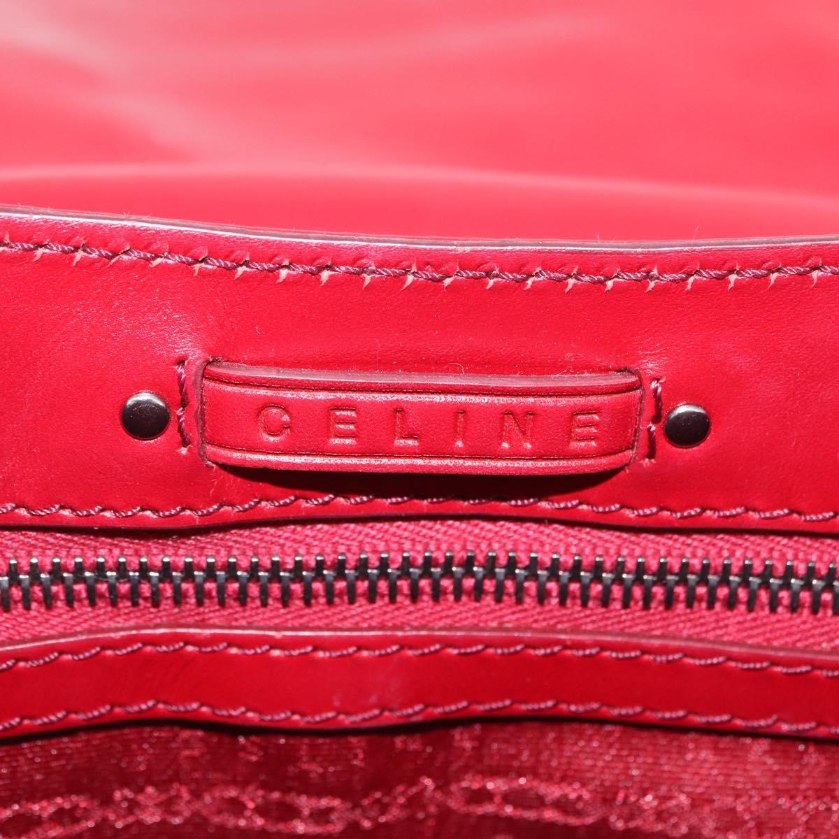 CELINE Boogie Bag Hand Bag Patent Red Silver Auth BA16250A