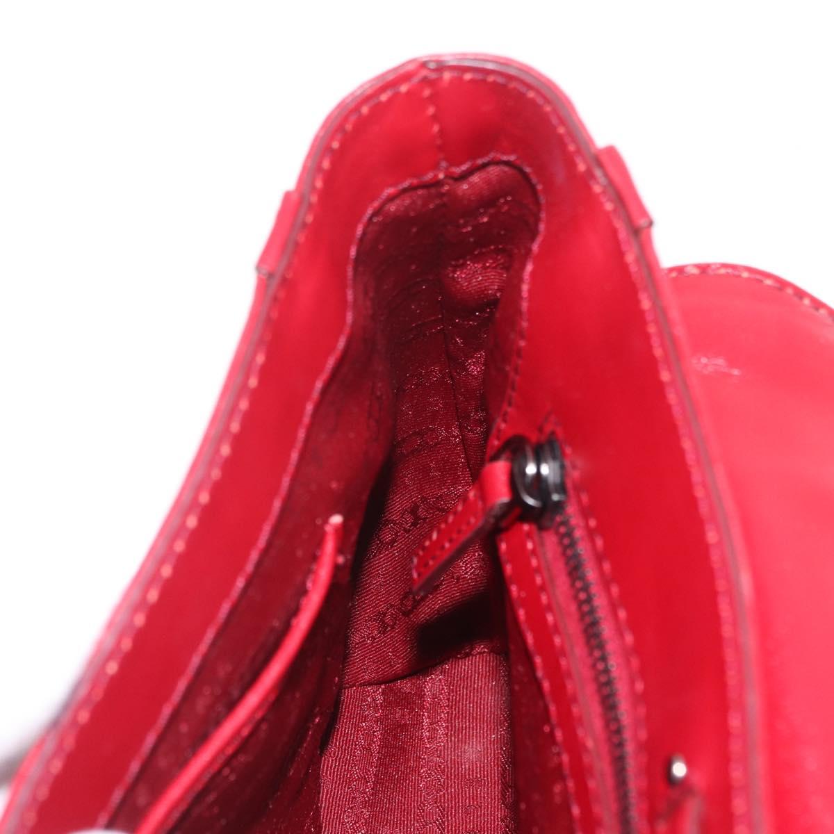 CELINE Boogie Bag Hand Bag Patent Red Silver Auth BA16250A