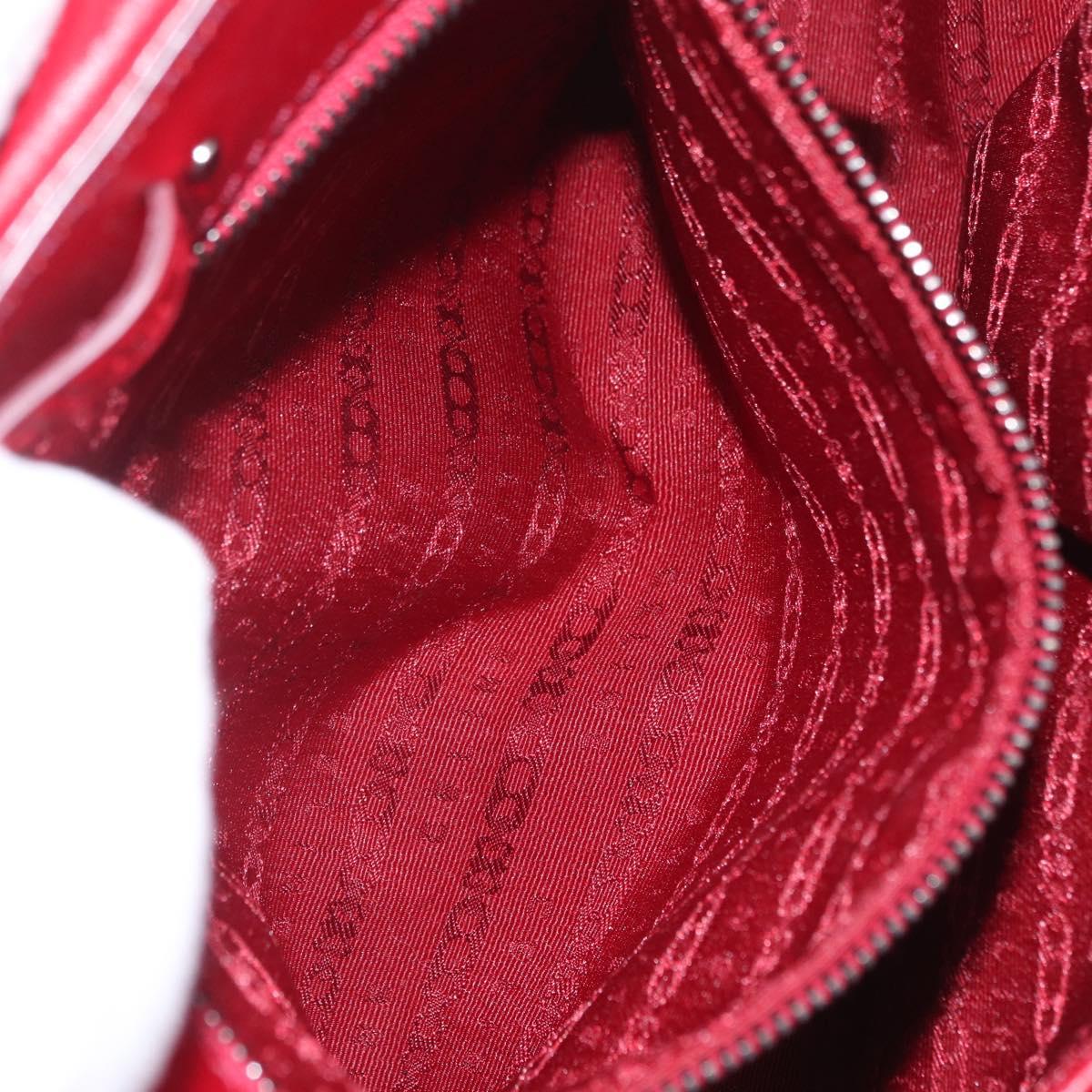 CELINE Boogie Bag Hand Bag Patent Red Silver Auth BA16250A