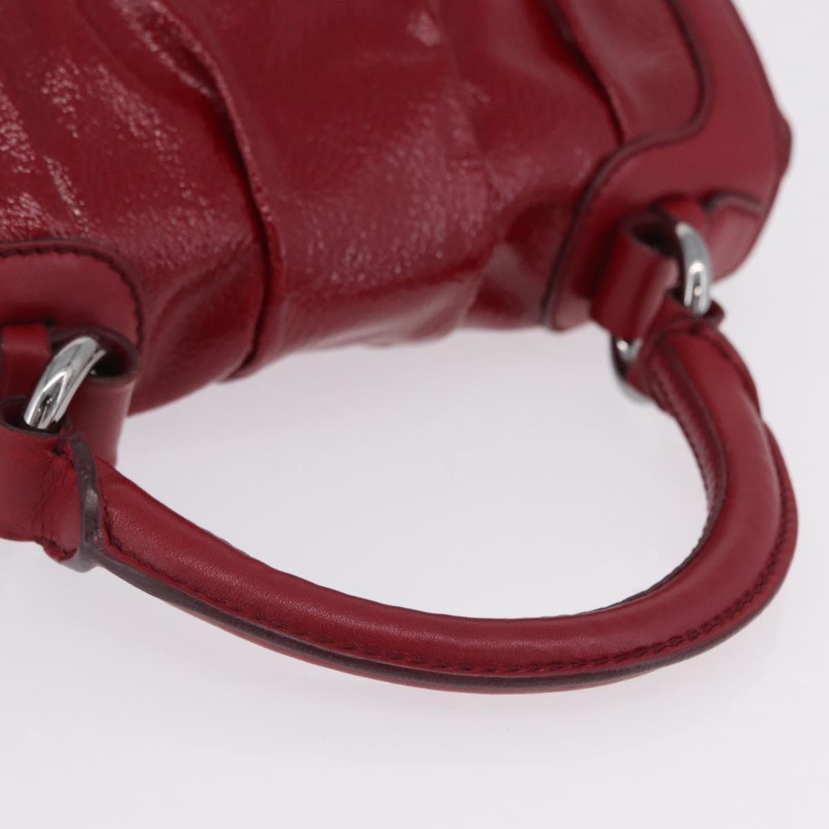 CELINE Boogie Bag Hand Bag Patent Red Silver Auth BA16250A