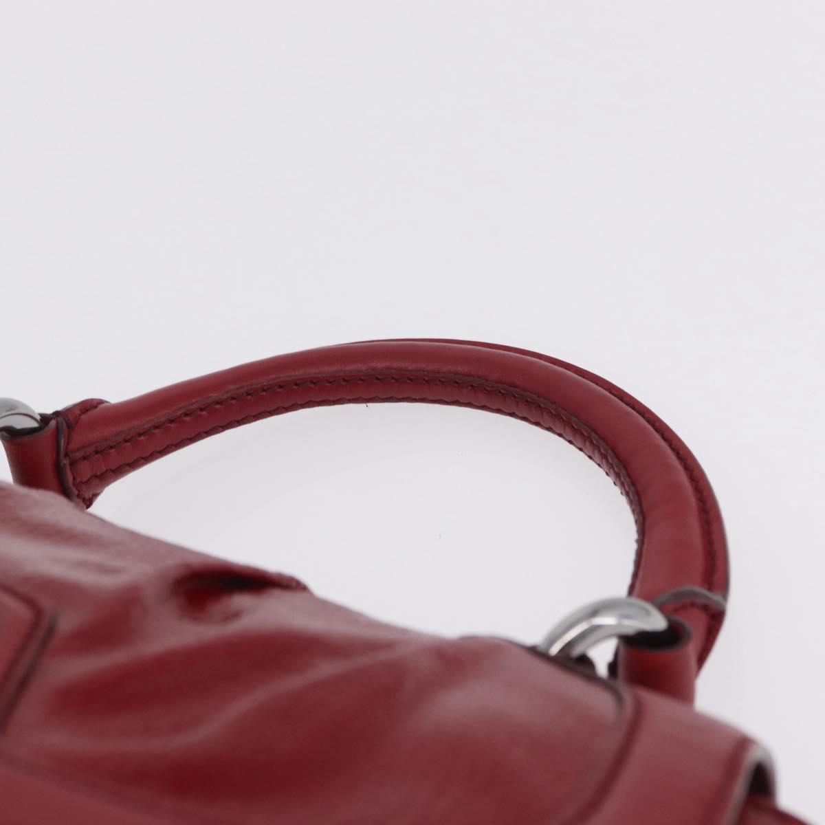 CELINE Boogie Bag Hand Bag Patent Red Silver Auth BA16250A