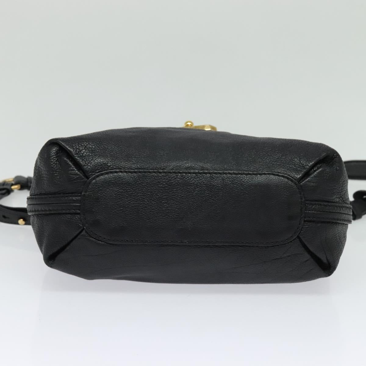 Chloe Elsie Hand Bag Leather 2way Black Gold Auth BA1626
