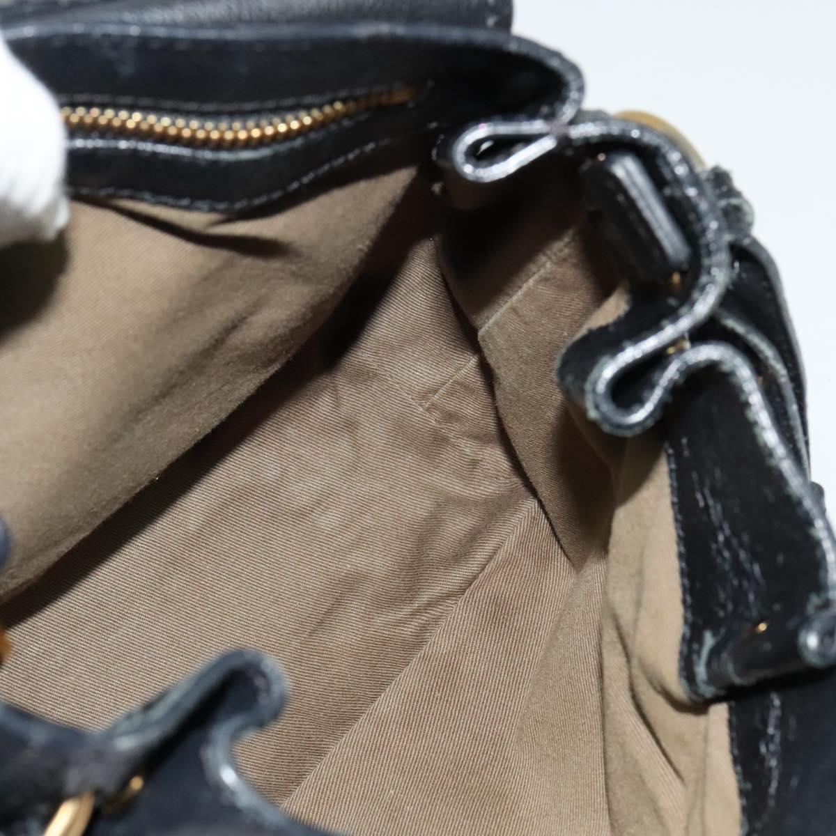 Chloe Elsie Hand Bag Leather 2way Black Gold Auth BA1626