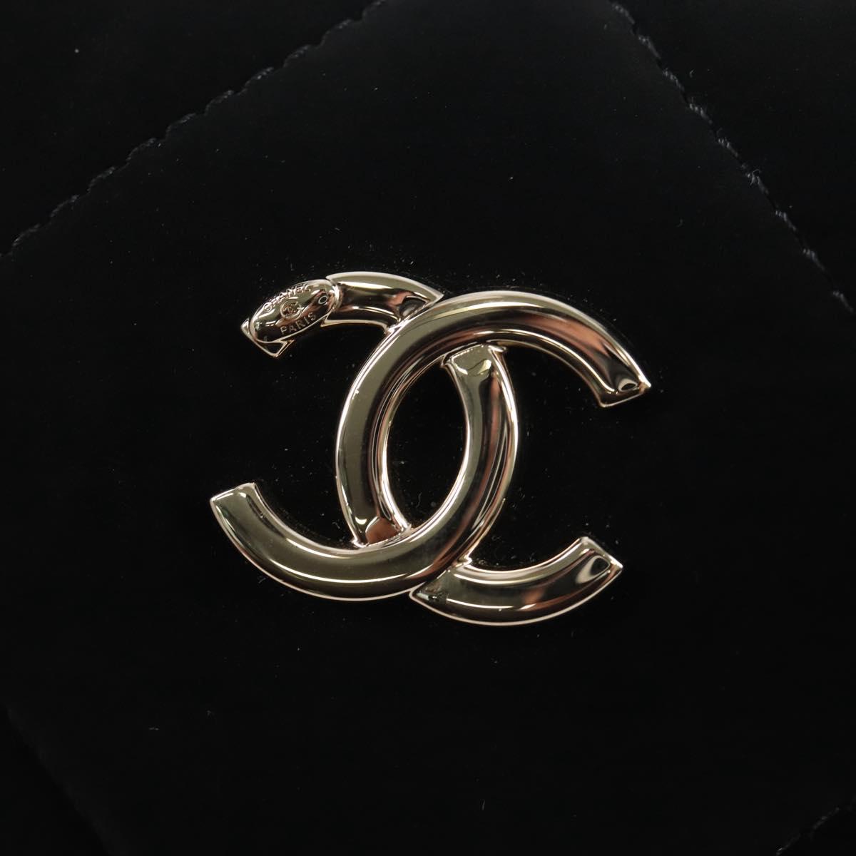 CHANEL Coconeig Chain Shoulder Bag Velvet 2way Black Gold Tone CC Auth BA16260SM