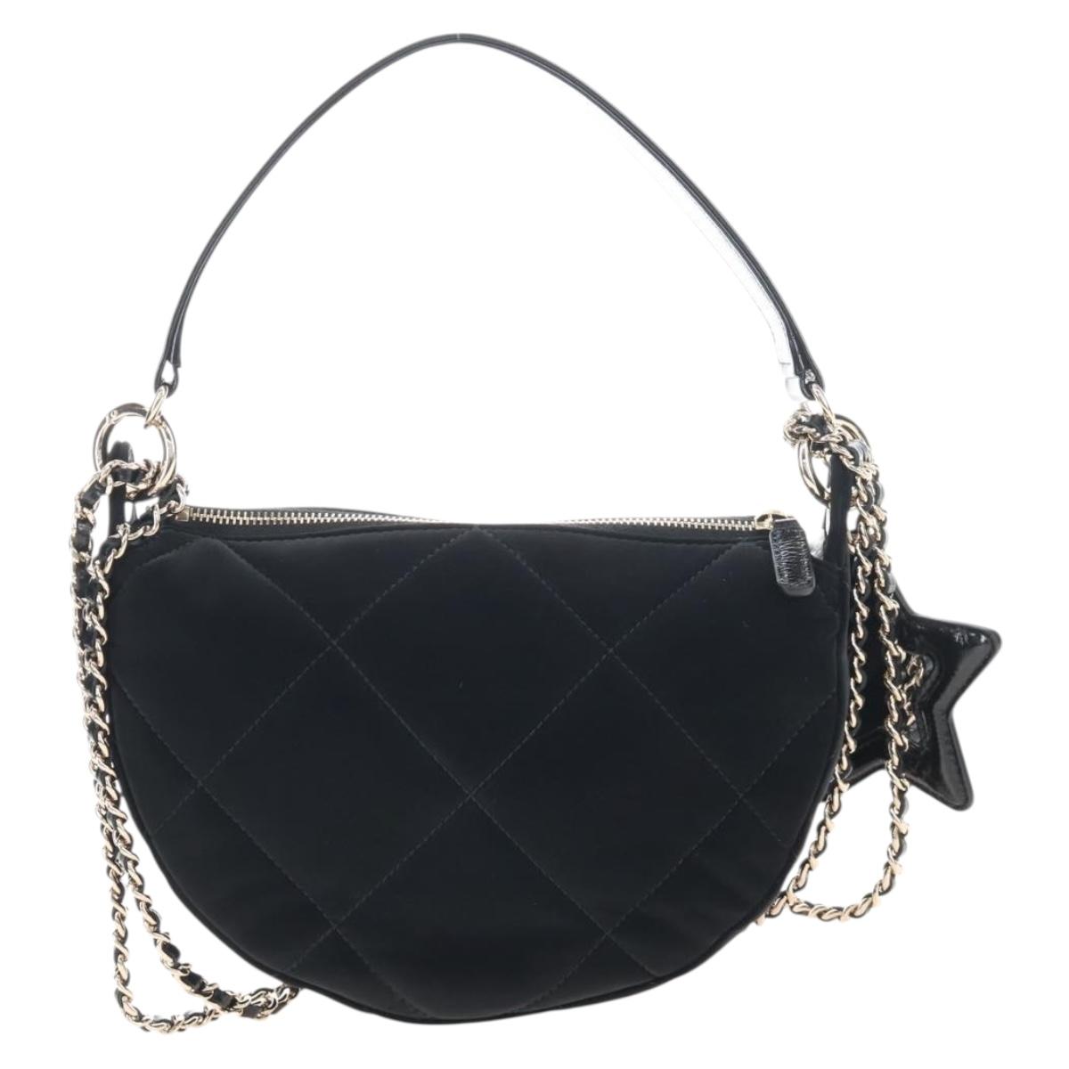 CHANEL Coconeig Chain Shoulder Bag Velvet 2way Black Gold Tone CC Auth BA16260SM