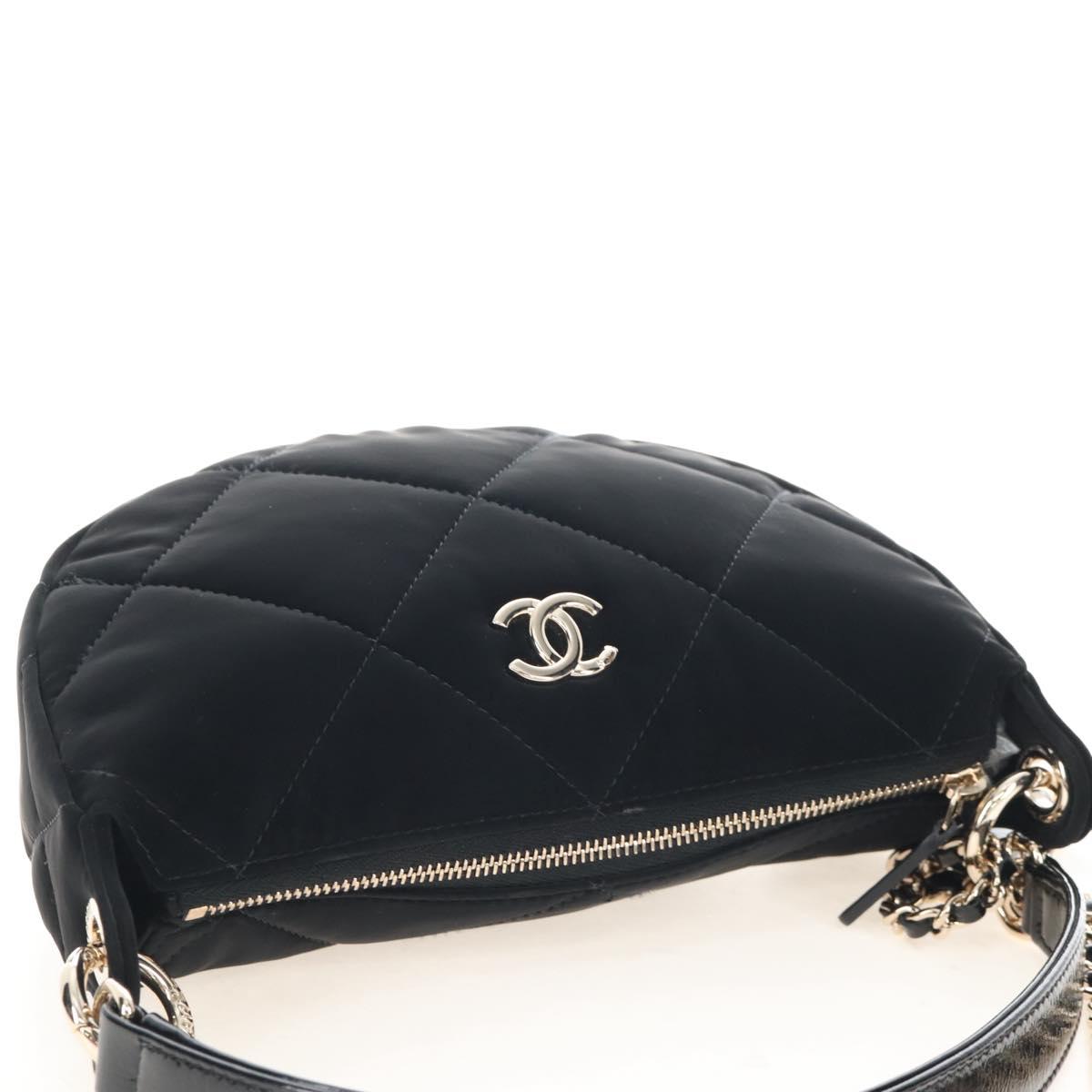 CHANEL Coconeig Chain Shoulder Bag Velvet 2way Black Gold Tone CC Auth BA16260SM