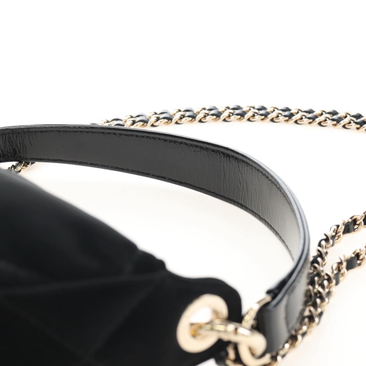 CHANEL Coconeig Chain Shoulder Bag Velvet 2way Black Gold Tone CC Auth BA16260SM
