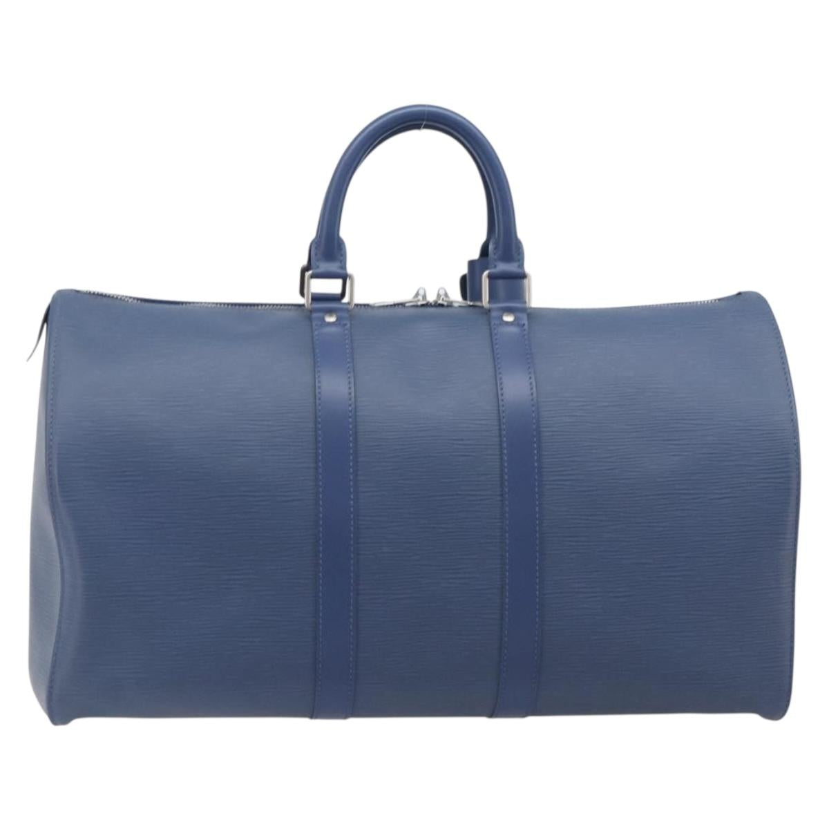 LOUIS VUITTON Epi Keepall 45 Boston Bag Blue Myrtille M5906G LV Auth BA16261V
