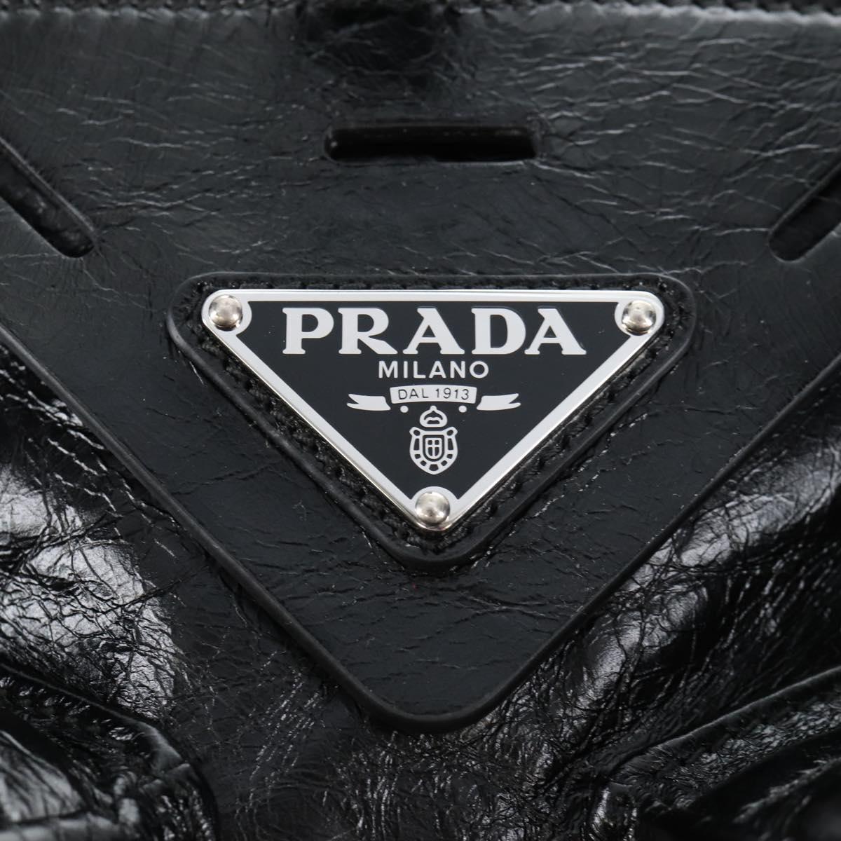 PRADA Backpack Leather 2way Black Silver Auth BA16262SAM