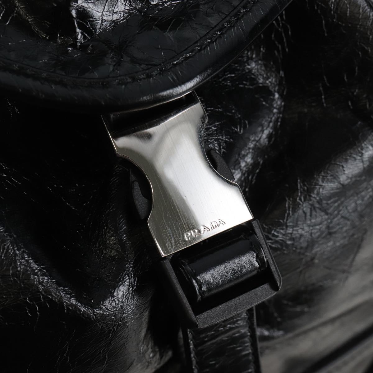 PRADA Backpack Leather 2way Black Silver Auth BA16262SAM