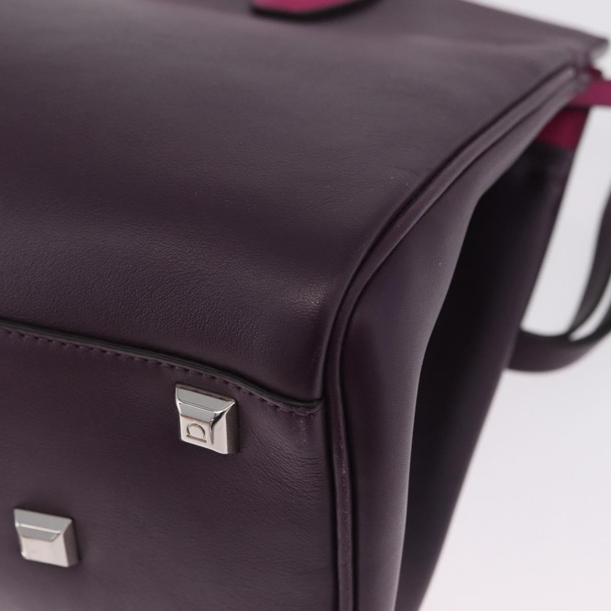 Salvatore Ferragamo Studio Bag Small Leather 2way Purple Silver Auth BA16267V