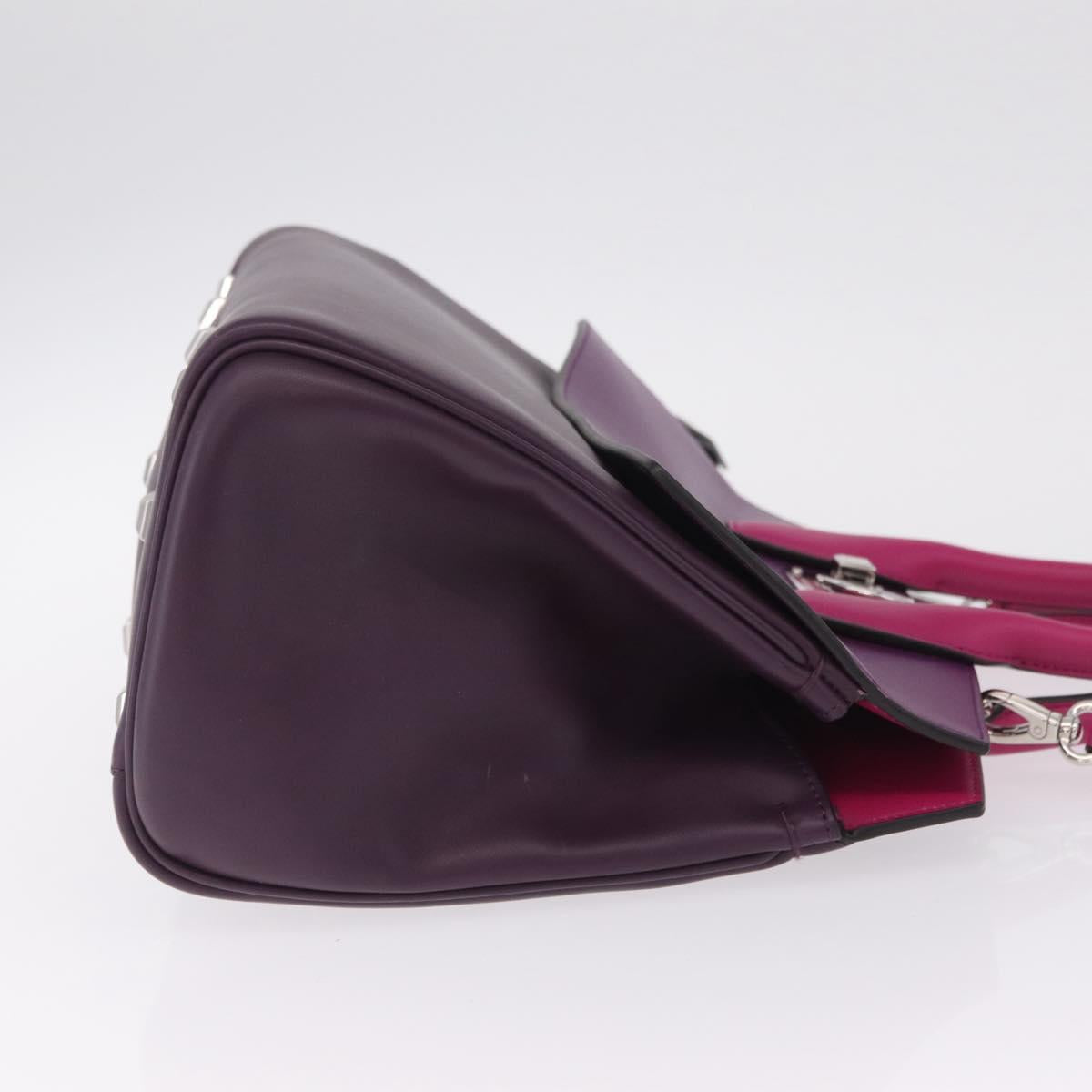 Salvatore Ferragamo Studio Bag Small Leather 2way Purple Silver Auth BA16267V