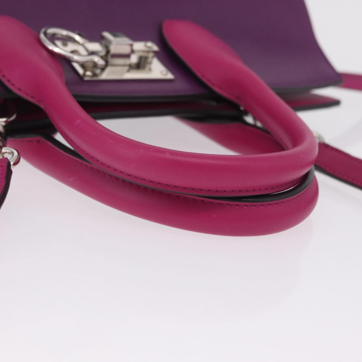Salvatore Ferragamo Studio Bag Small Leather 2way Purple Silver Auth BA16267V