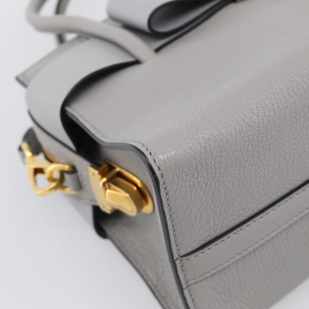 Miu Miu Hand Bag Leather 2way Gray Gold Tone Auth BA16268V