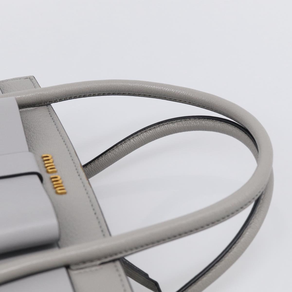 Miu Miu Hand Bag Leather 2way Gray Gold Tone Auth BA16268V