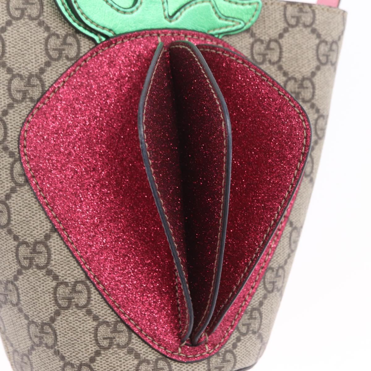 GUCCI GG Supreme Childrens Hand Bag PVC Beige Pink 630591 Auth BA16269V