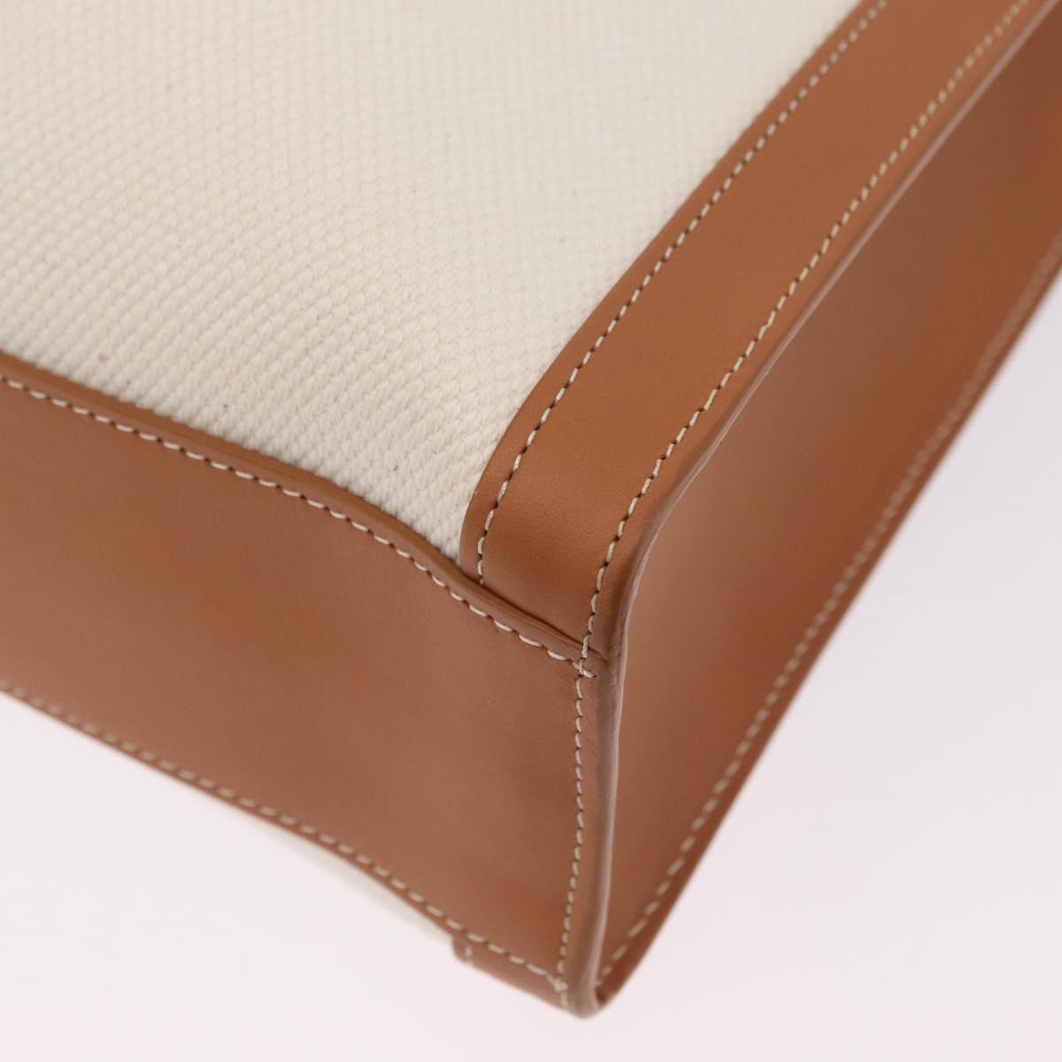 CELINE Vertical Cabas Large Hand Bag Canvas Ivory Gold Tone Auth BA16270M
