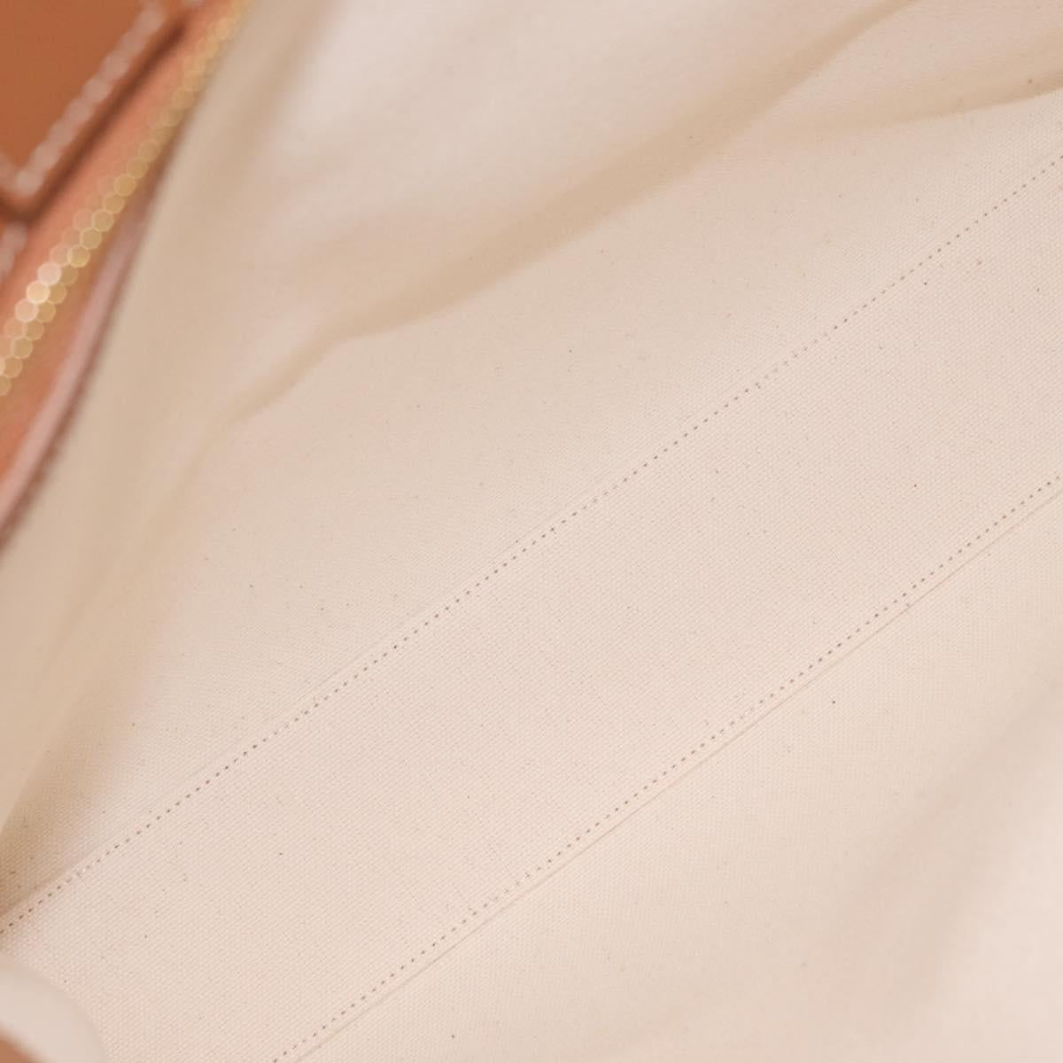 CELINE Vertical Cabas Large Hand Bag Canvas Ivory Gold Tone Auth BA16270M