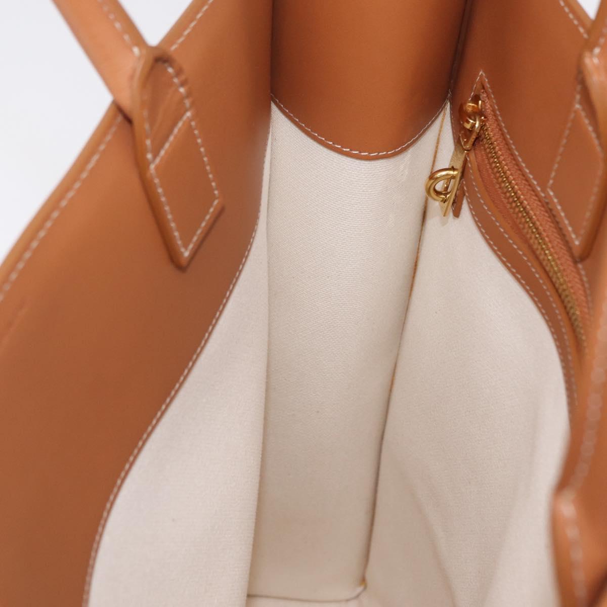CELINE Vertical Cabas Large Hand Bag Canvas Ivory Gold Tone Auth BA16270M