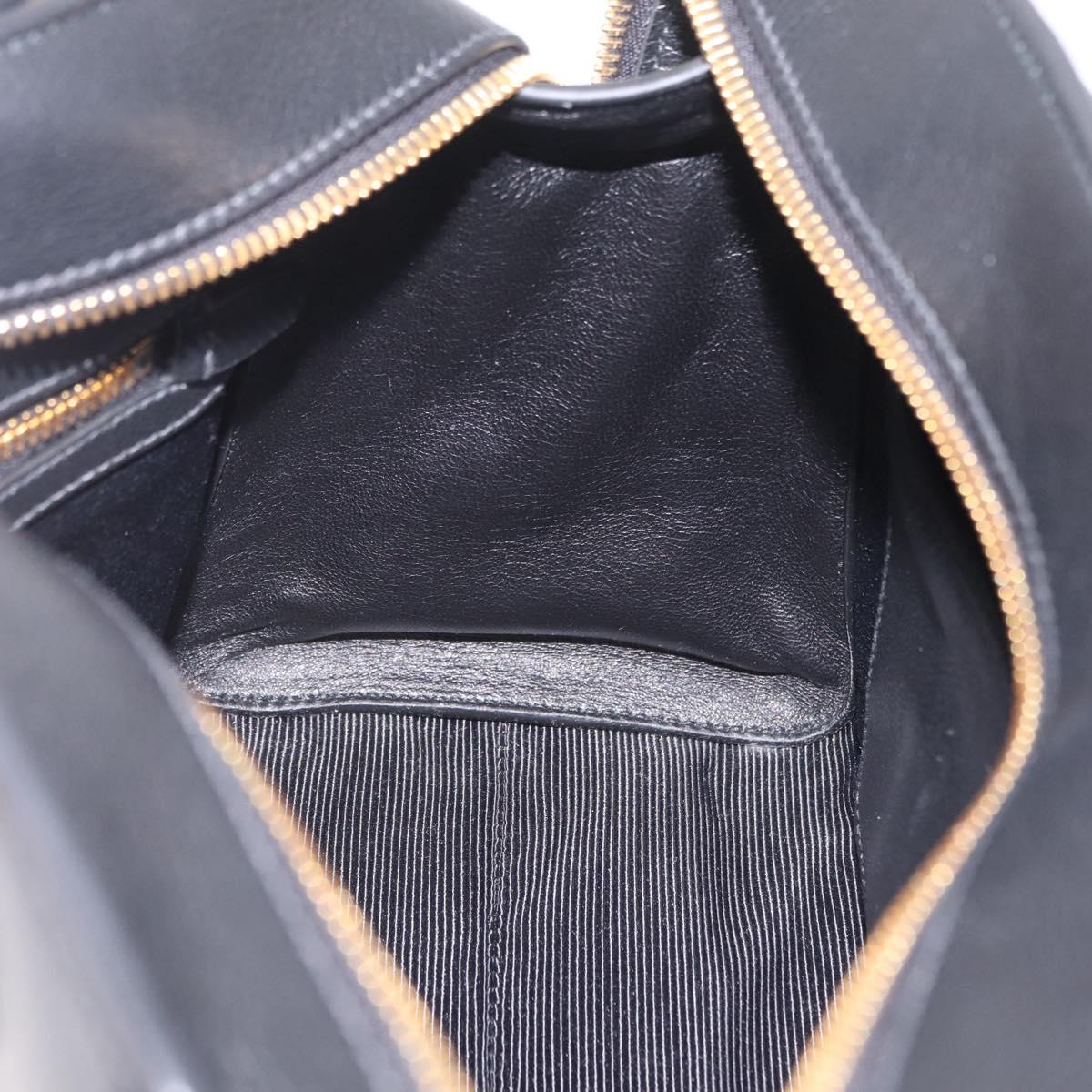PRADA Hand Bag Leather Black Gold Tone Auth BA16274A