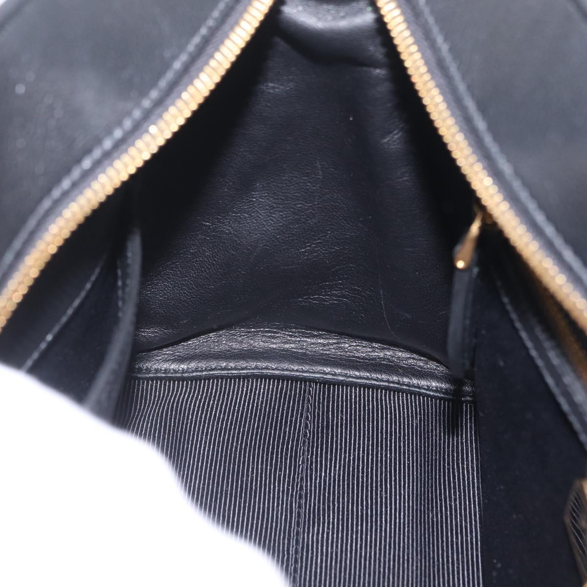 PRADA Hand Bag Leather Black Gold Tone Auth BA16274A