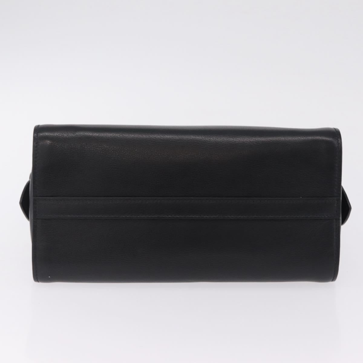 PRADA Hand Bag Leather Black Gold Tone Auth BA16274A