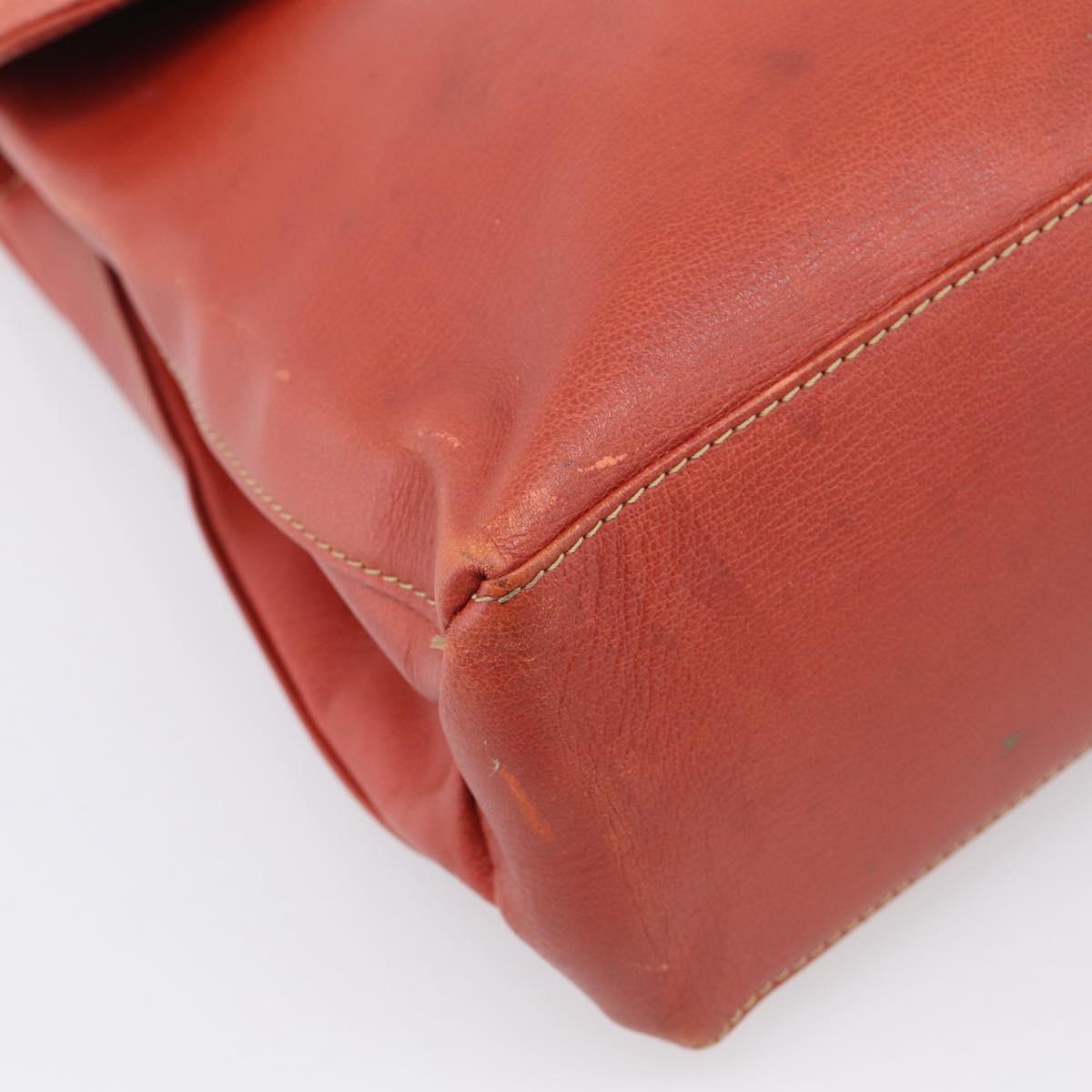 LOEWE Velazquez Hand Bag Leather 2way Orange Gold Tone Auth BA16275