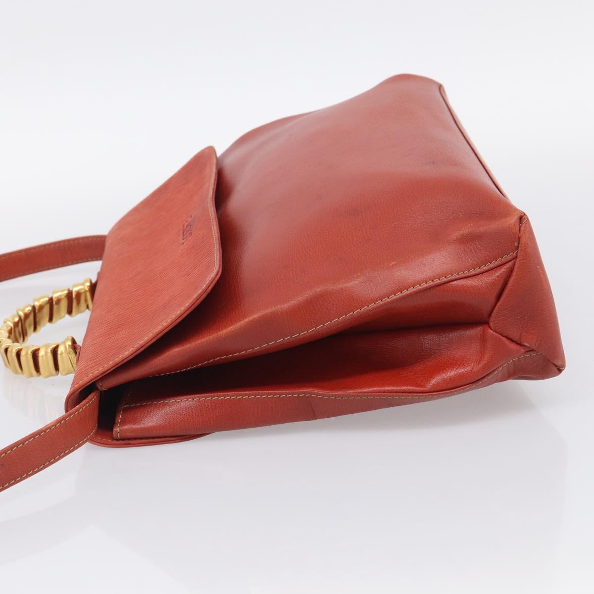 LOEWE Velazquez Hand Bag Leather 2way Orange Gold Tone Auth BA16275