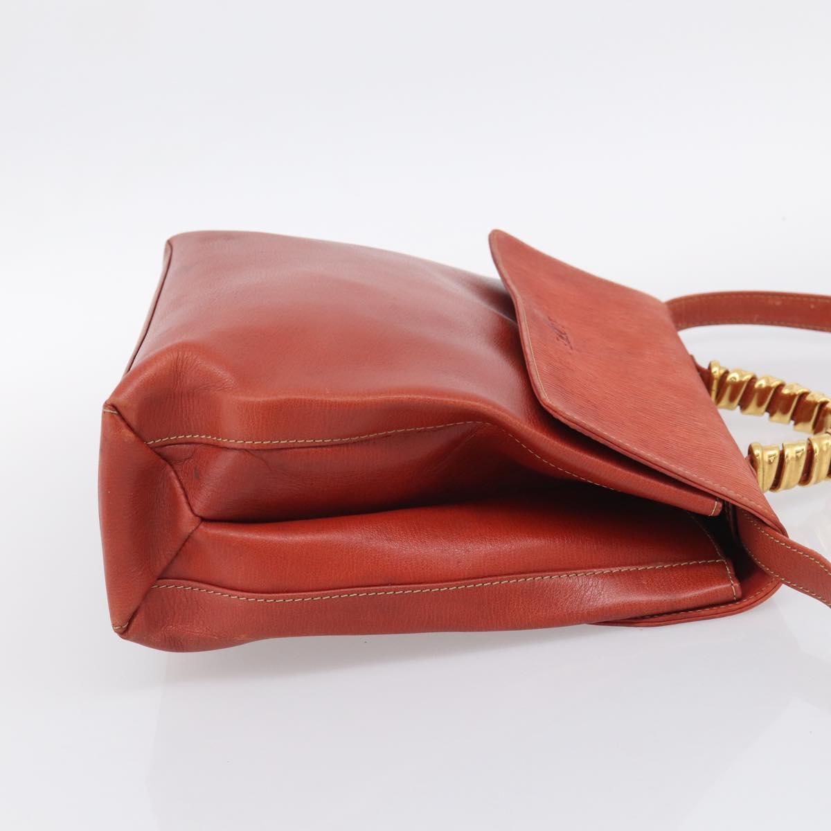 LOEWE Velazquez Hand Bag Leather 2way Orange Gold Tone Auth BA16275