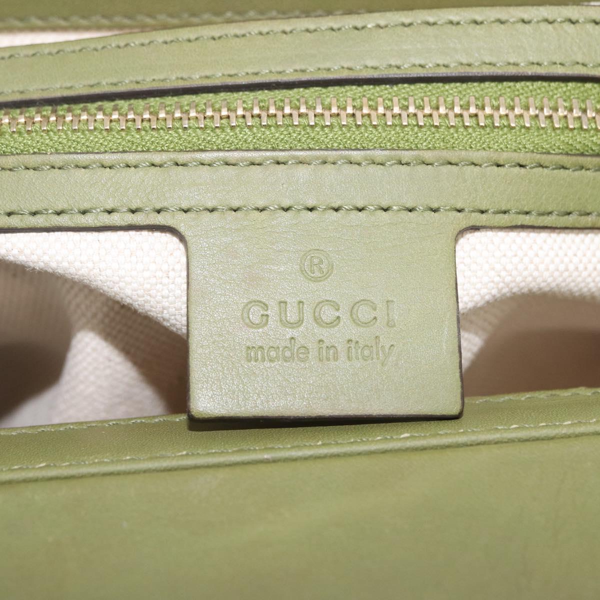 GUCCI Bamboo Hand Bag Leather 2way Khaki Gold Tone 308385 Auth BA16277A