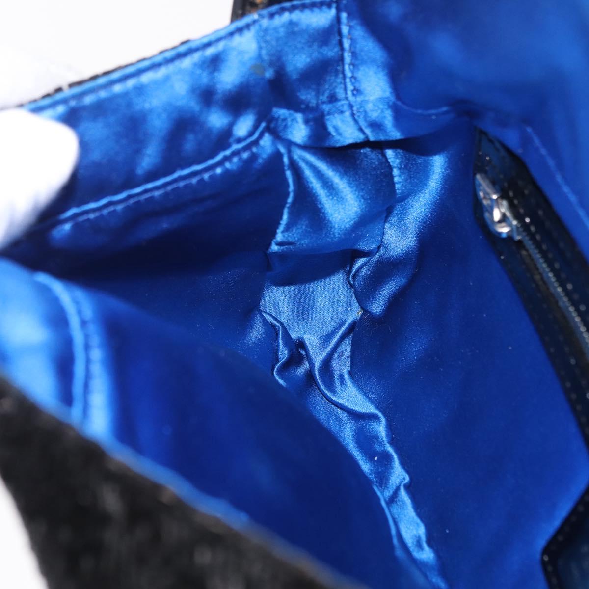 FENDI Mamma Baguette Shoulder Bag Beads Black Silver Auth BA16285SAM