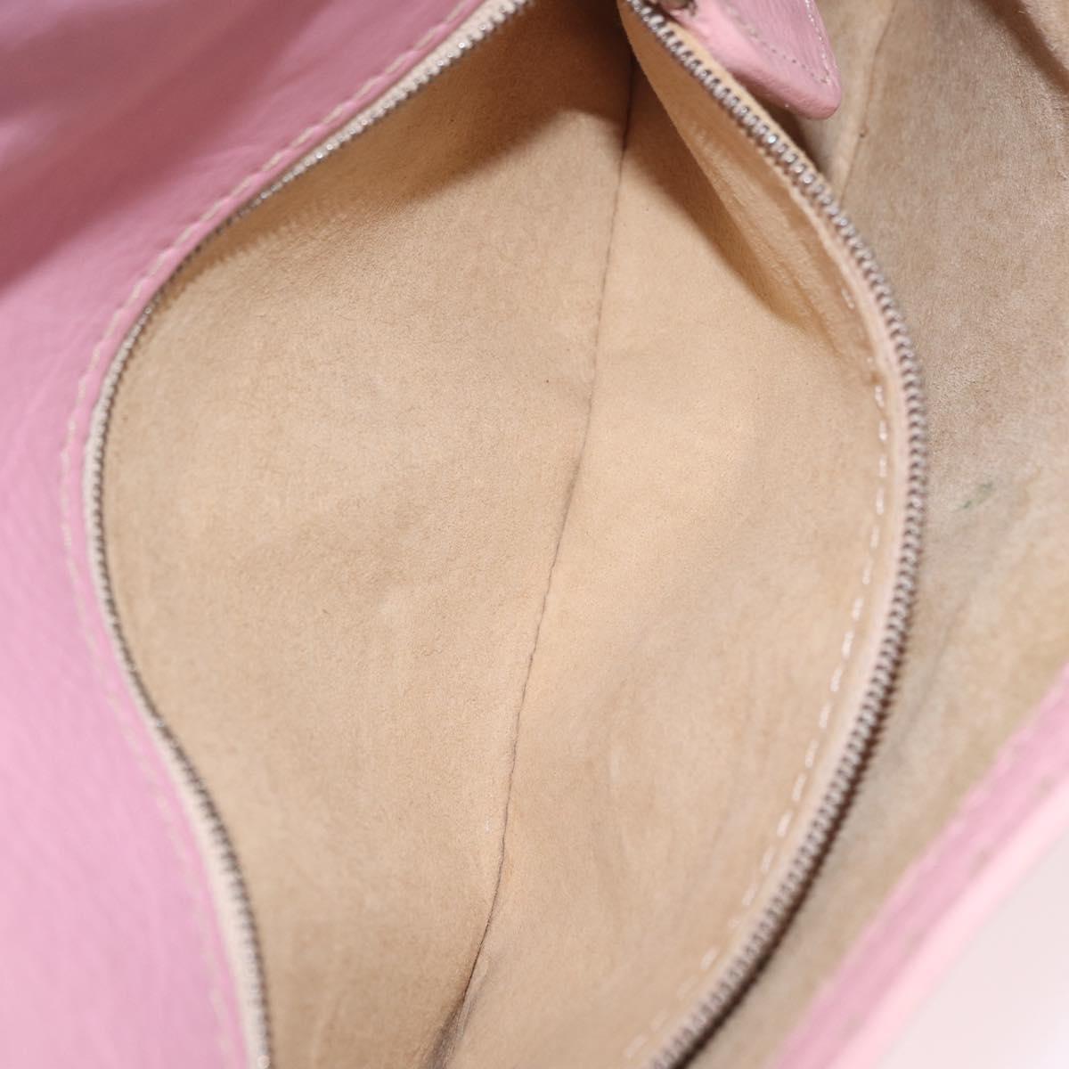 FENDI Selleria Mamma Baguette Shoulder Bag Leather Pink Silver Auth BA16287V