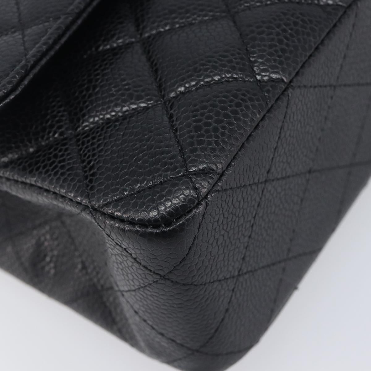 CHANEL Matelasse 25 Chain Shoulder Bag Caviar Skin Black Gold CC Auth BA16288SM